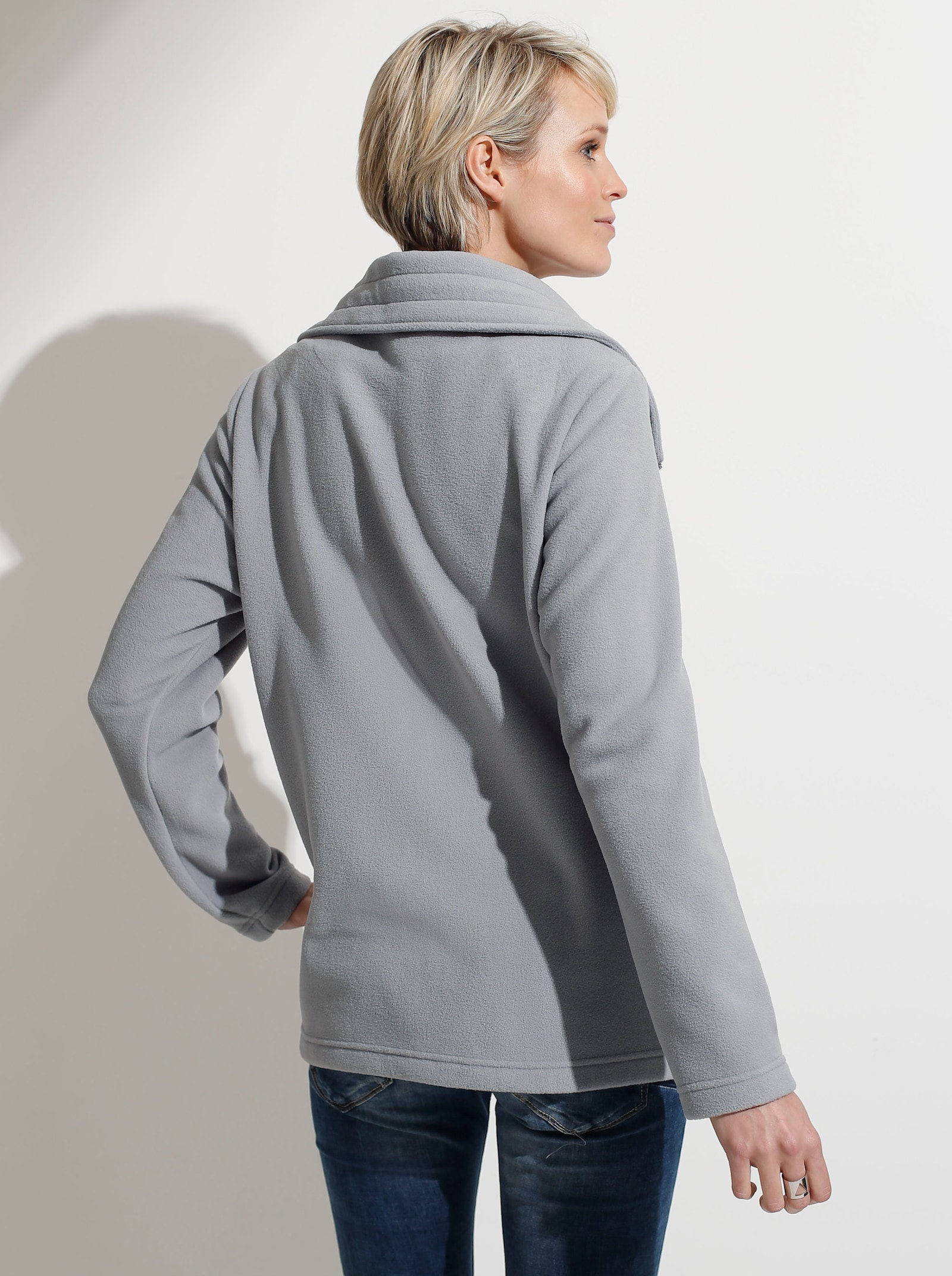 Fleecejacke mit 2-Wege-Reißverschluss - grau