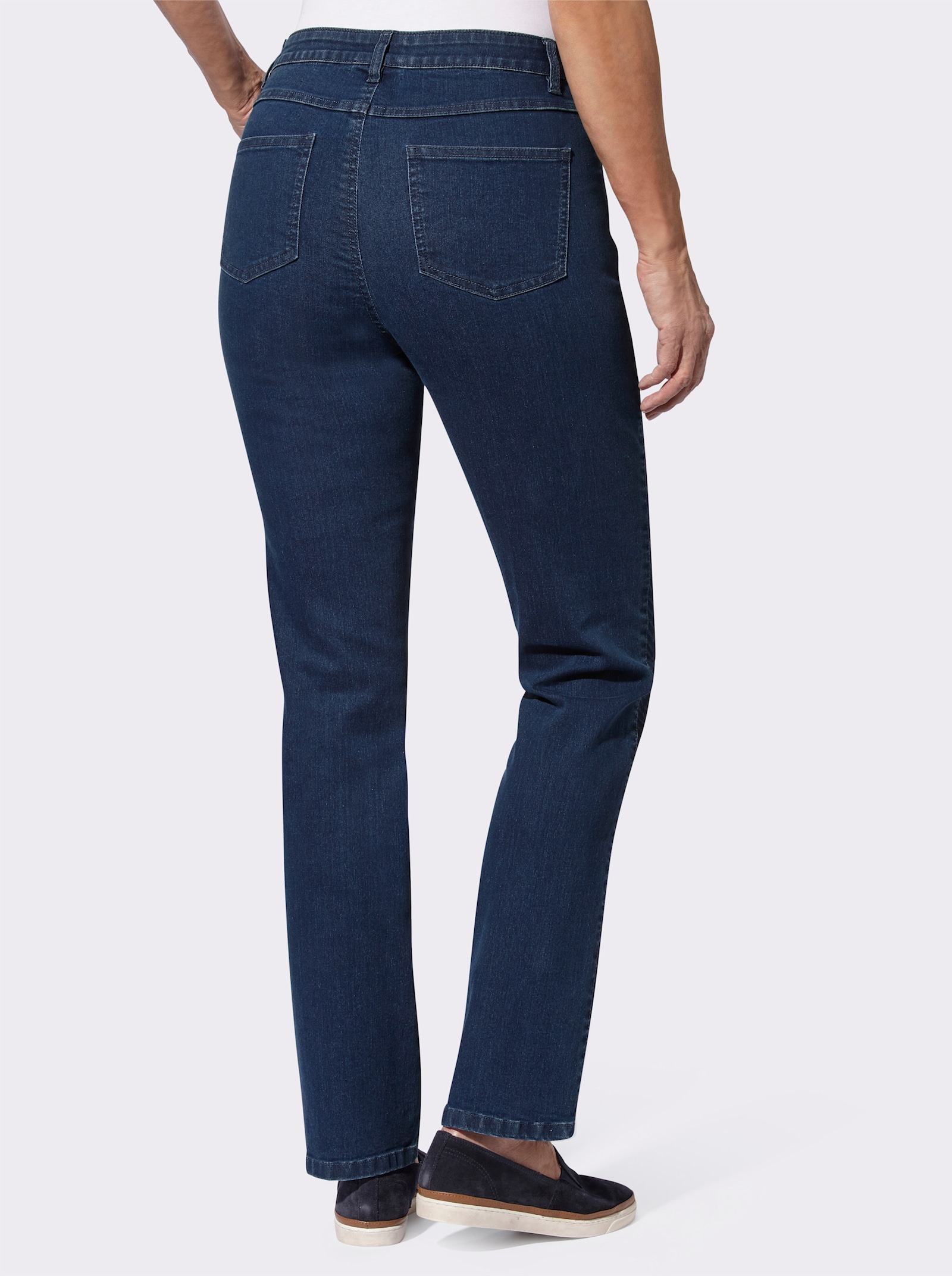 Jeans met geborduurde zijnaad - blue-stonewashed