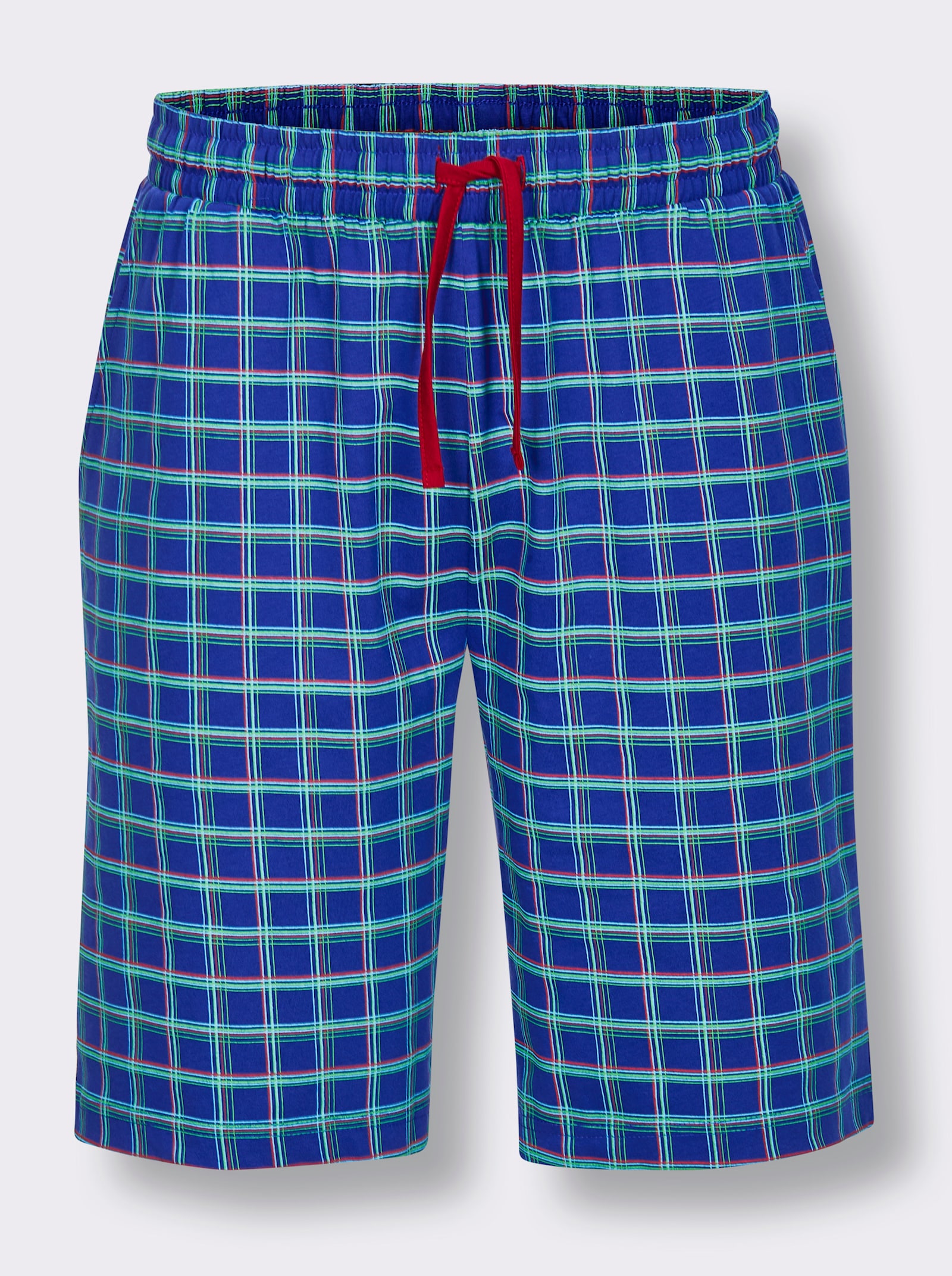 wäschepur men Hose kurz - royalblau-kirsche-kariert