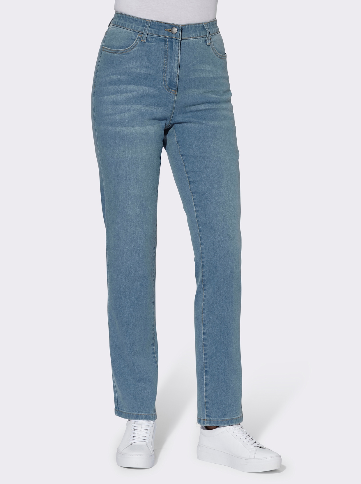 High waist jeans - blue-bleached