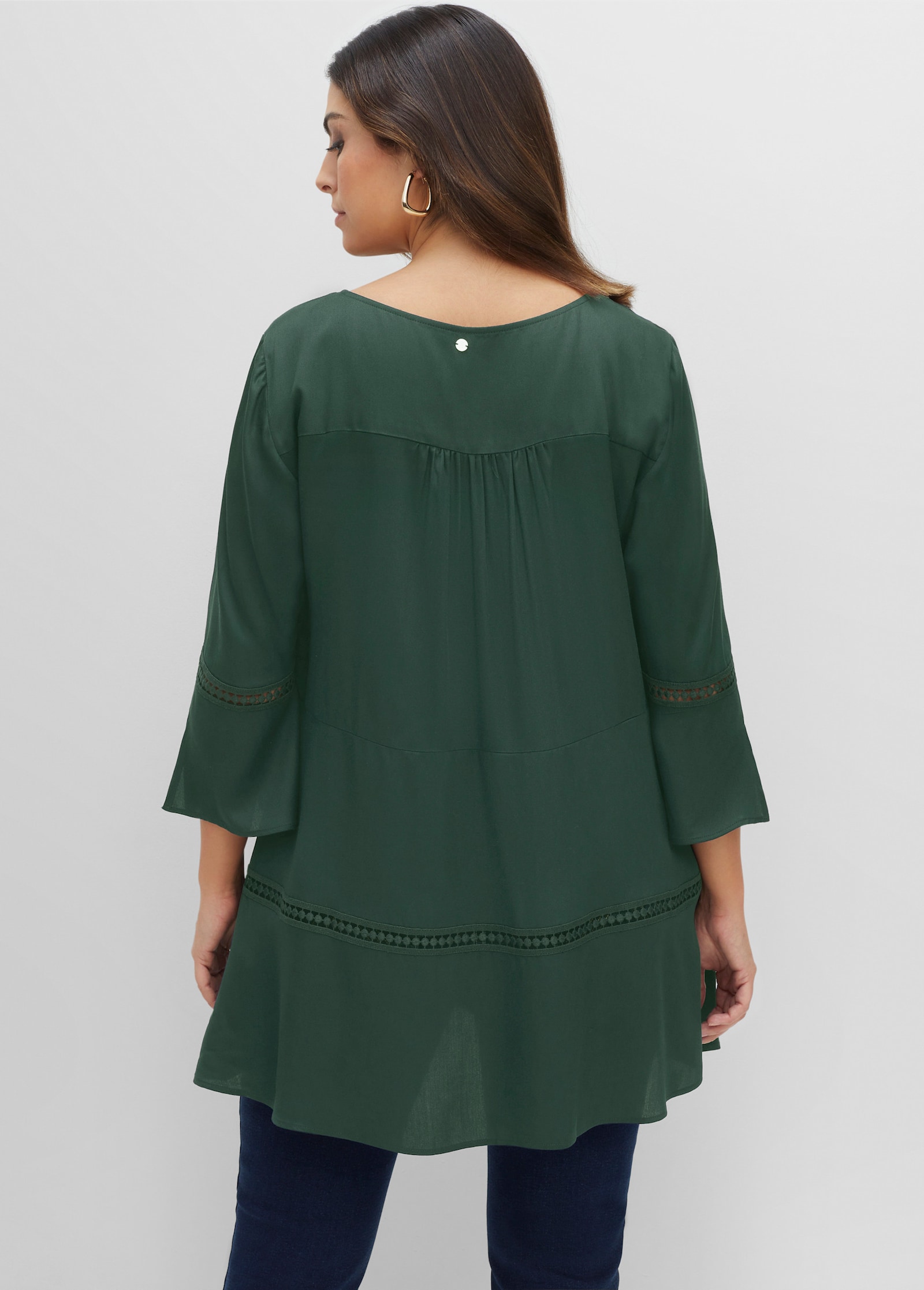 sheego Tunika mit Lochmusterdetails, in A-Linie - moos