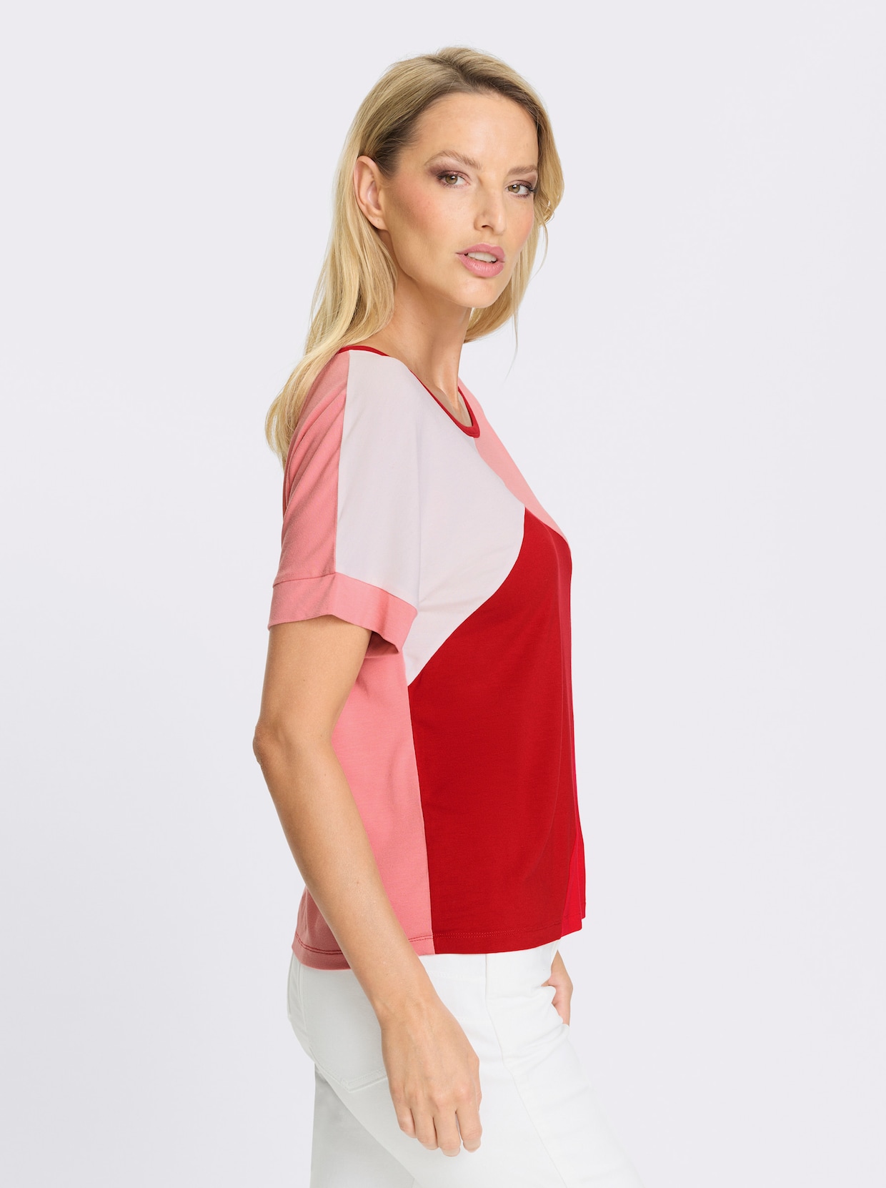 heine Rundhalsshirt - rot-pink-gemustert