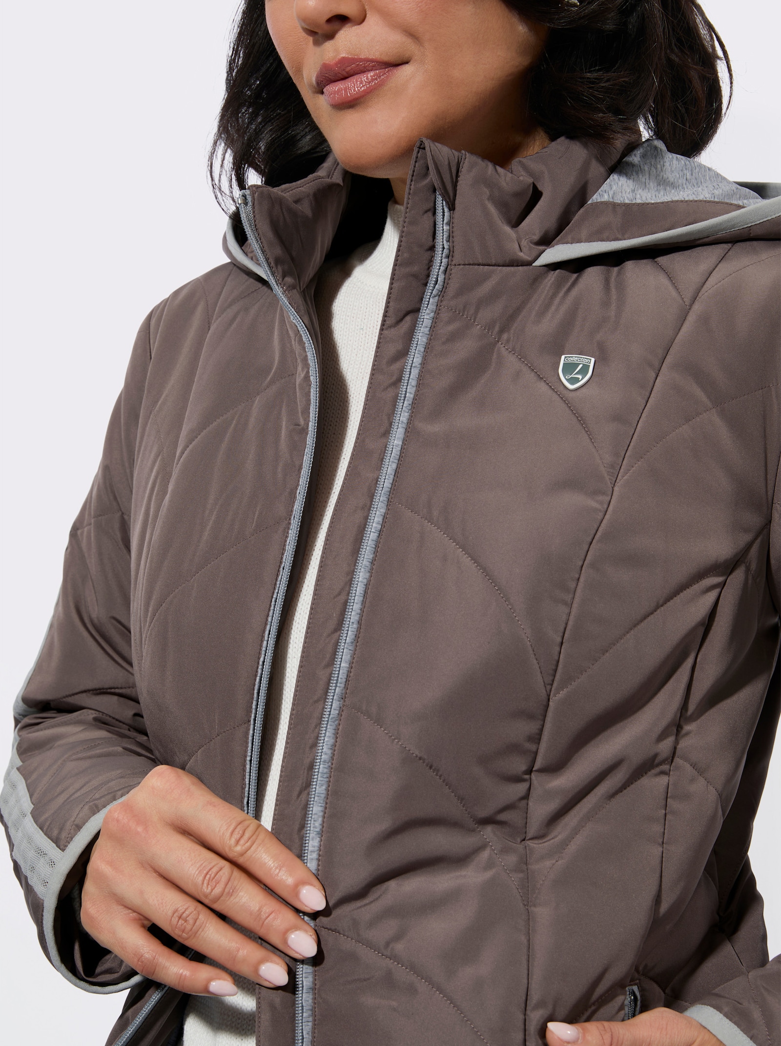 Steppjacke mit Innentasche - dunkeltaupe