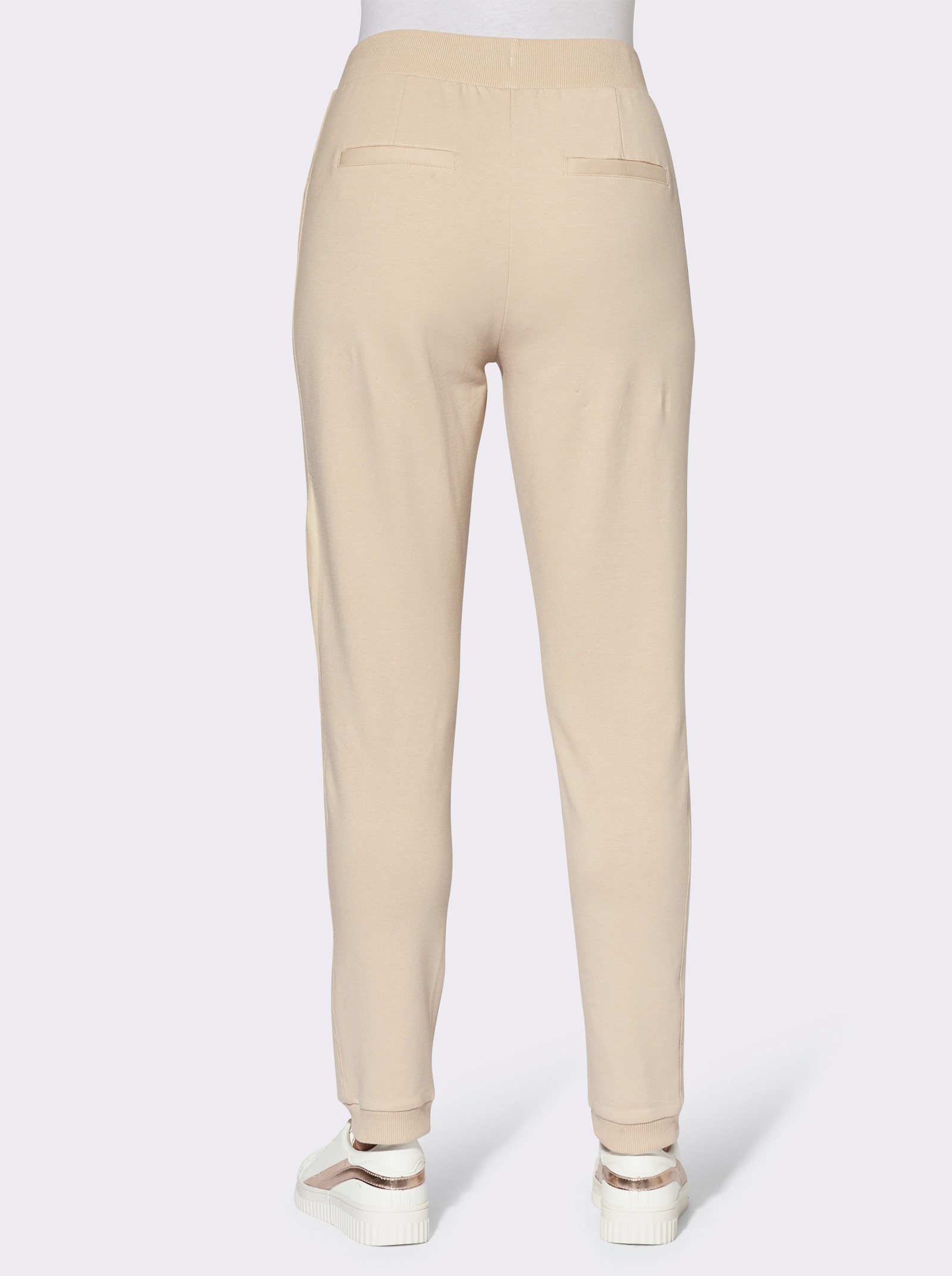 Jogg Pants mit Ripp-Abschlüssen - sand
