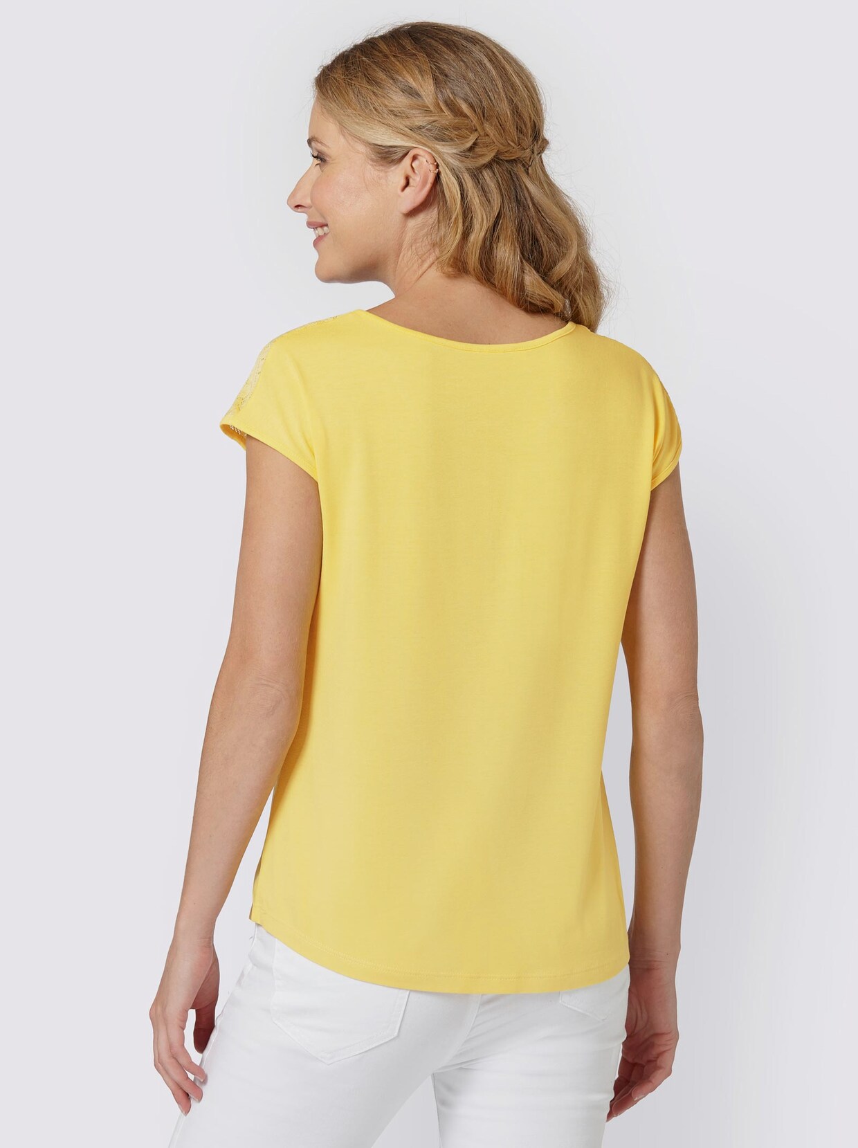 Shirt met v-hals - geel