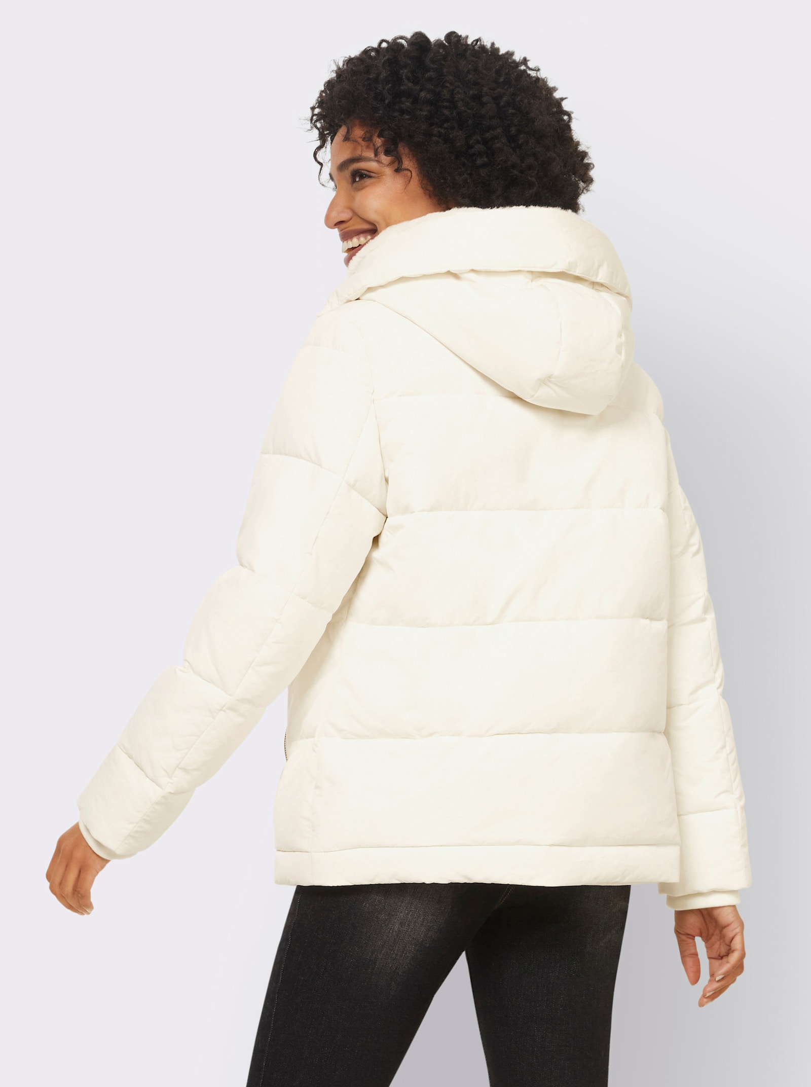 heine Winterjacke mit Pelzimitat-Futter - champagner