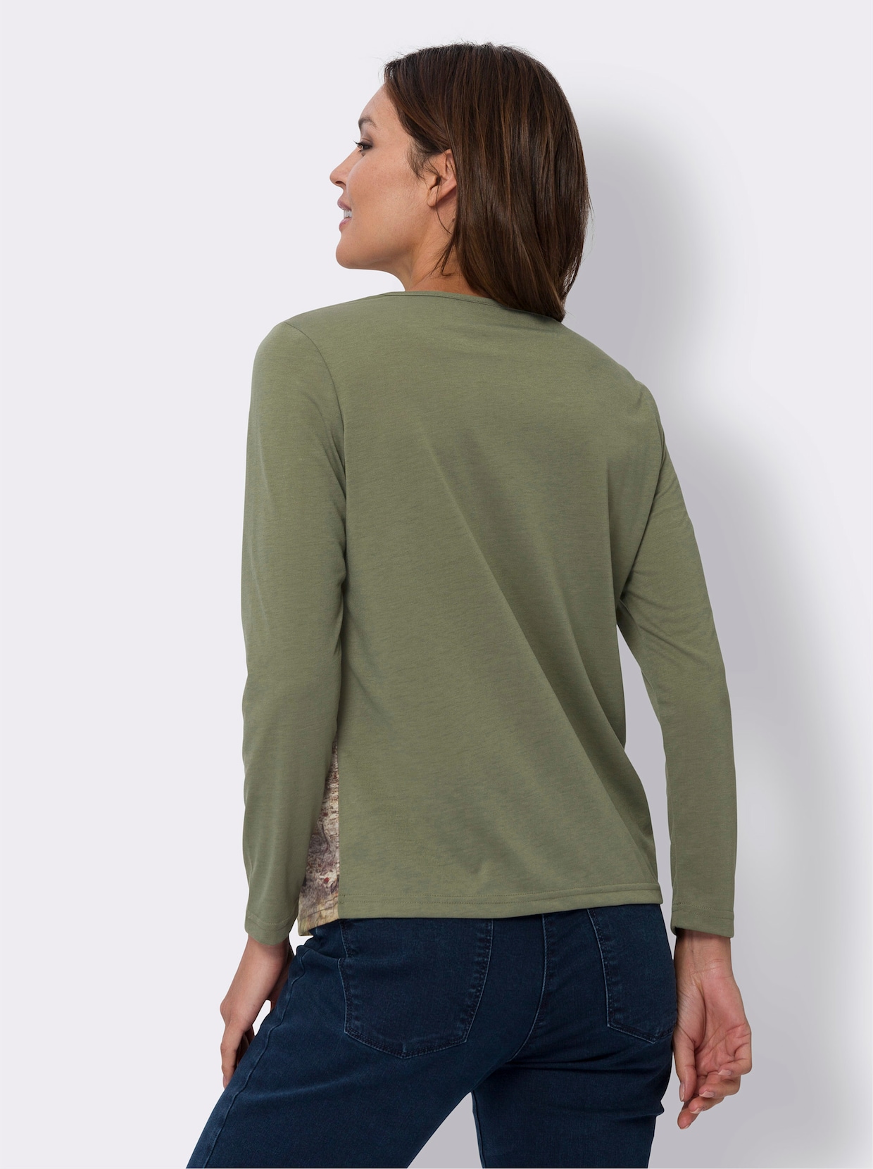 Langarmshirt - khaki-bedruckt