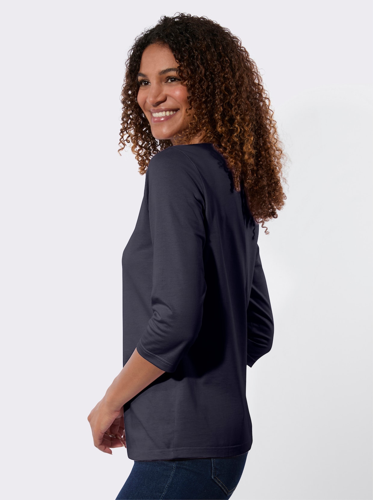 3/4-Arm-Shirt - marine + ecru