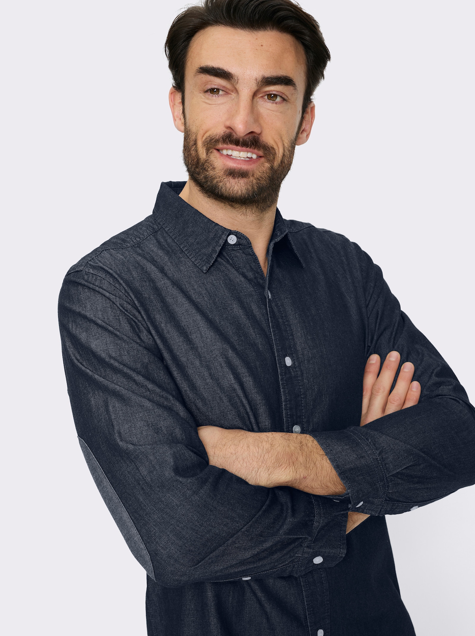 Catamaran Jeanshemd mit Ellenbogen-Patches - dark blue denim