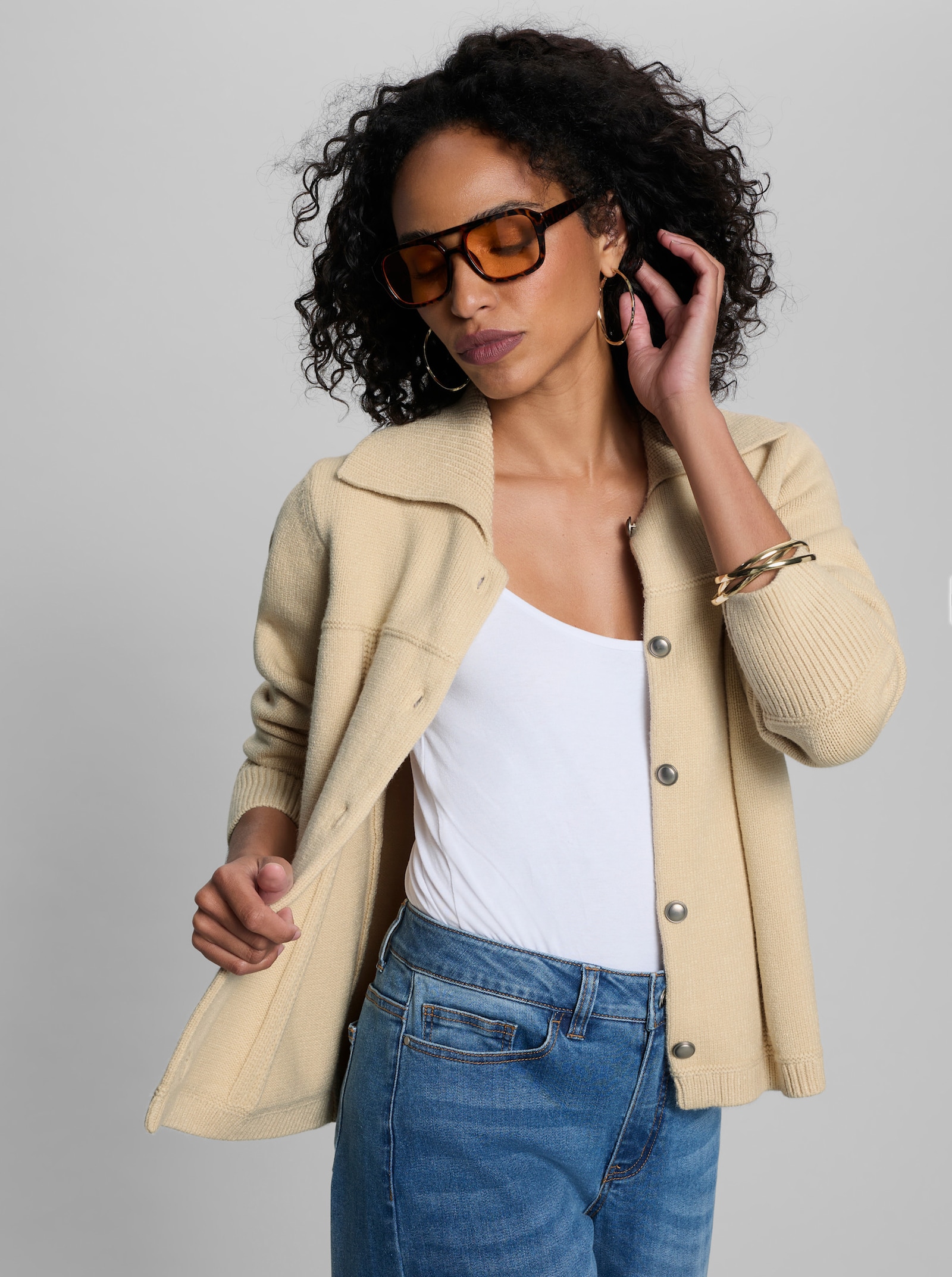 heine Strickjacke - sand