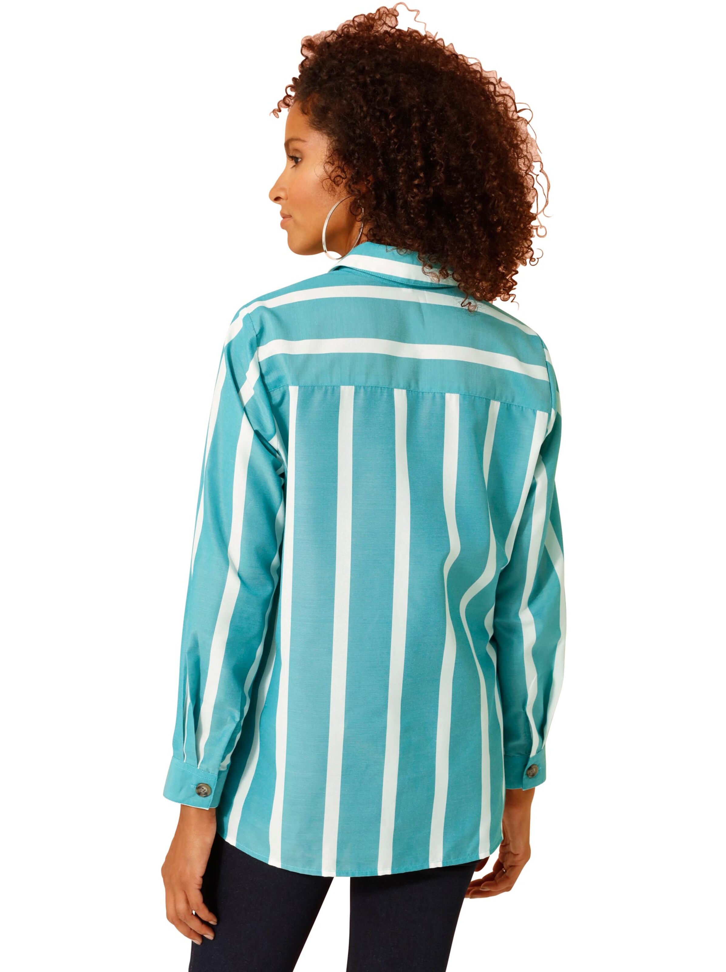 Bluse - petrol-gestreift