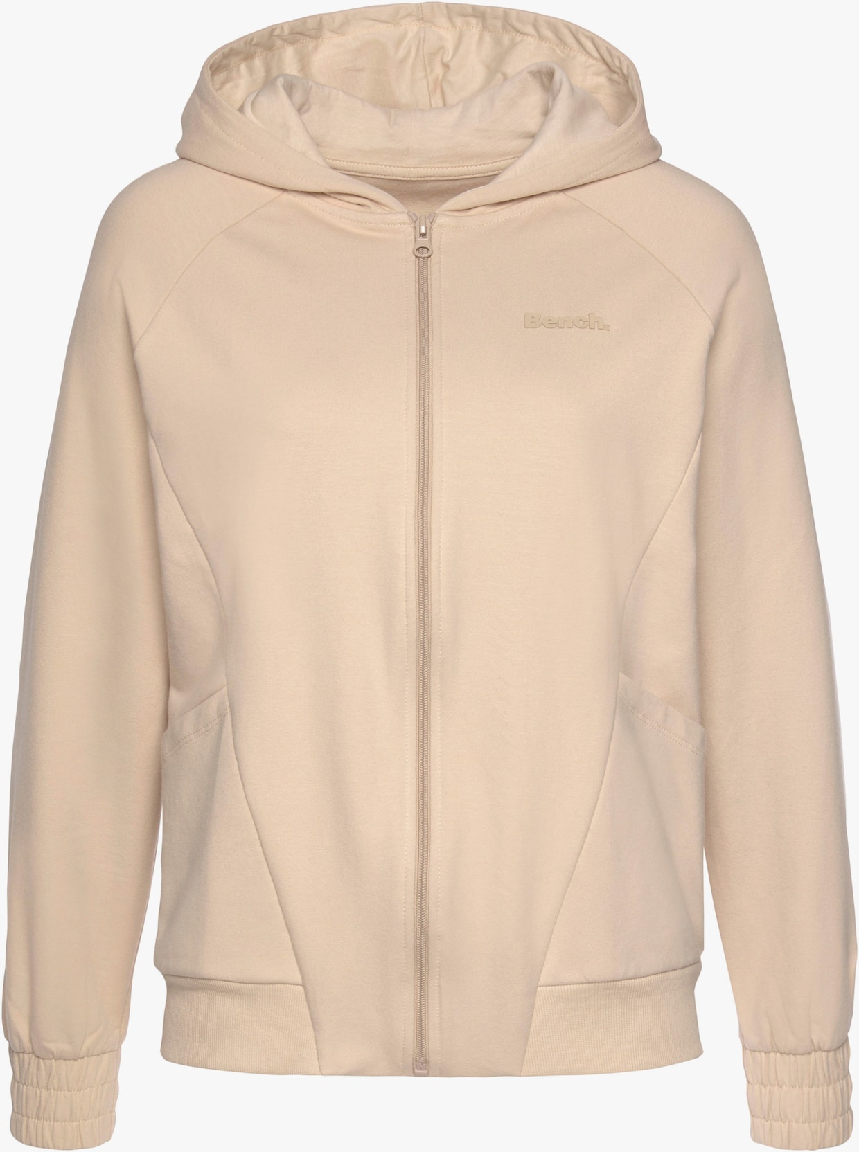 Kapuzensweatjacke - beige