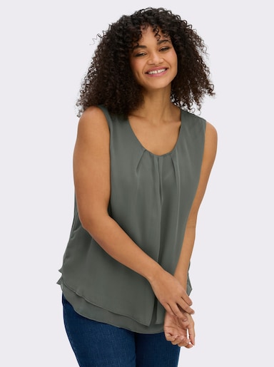 Blusentop in Crêpe-Qualität - khaki