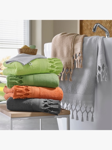 wäschepur Handtuch mit Quasten-Verzierung - beige