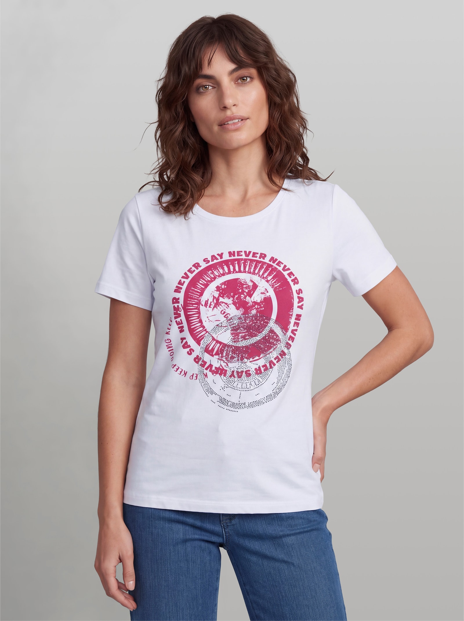 heine Shirt mit plakativem Print - weiß