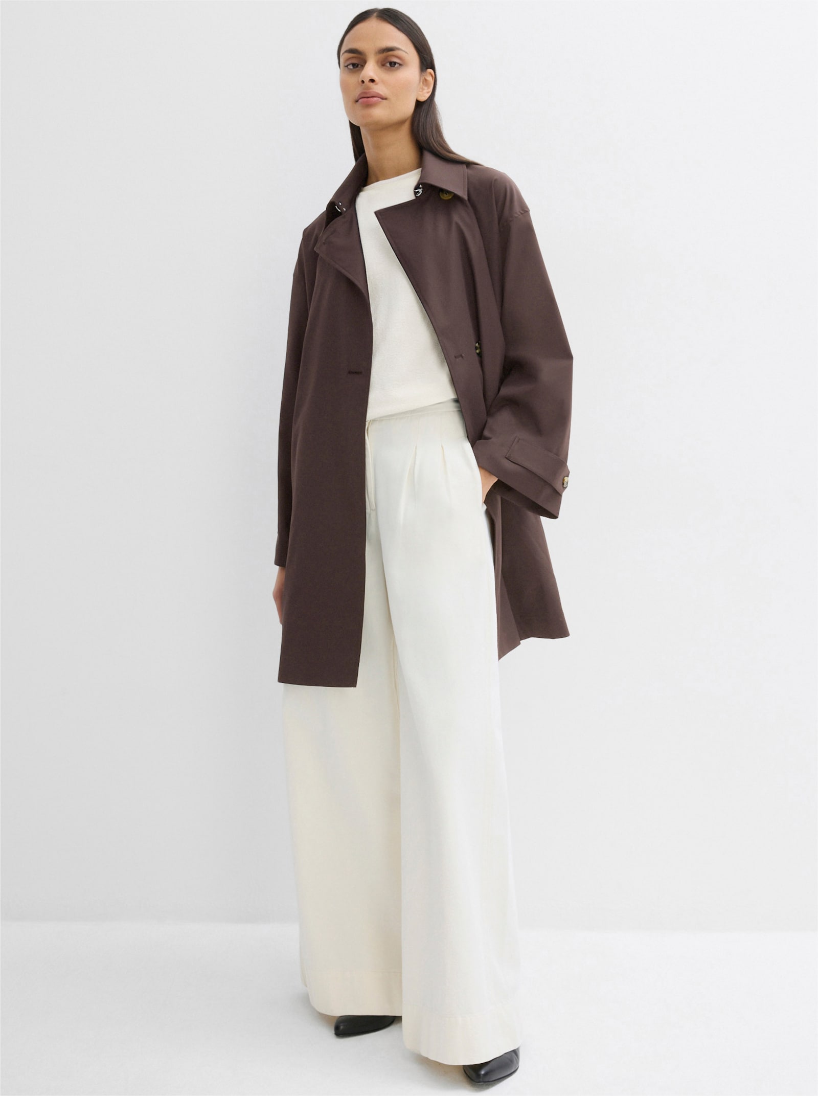 Longjacke mit überlappender Knopfleiste - schoko