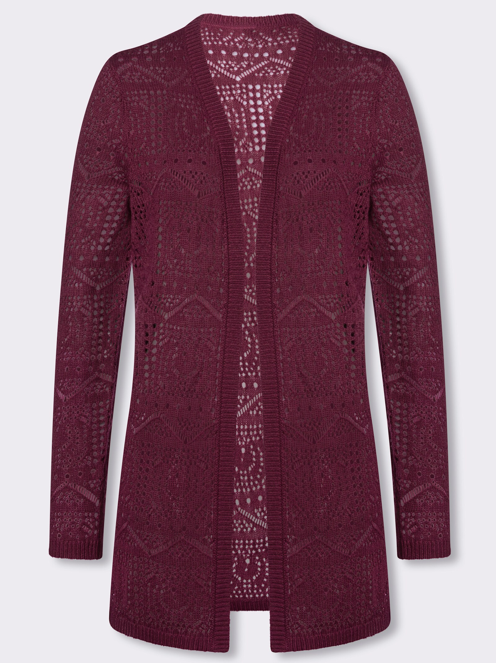 Cardigan in Ajour-Strickmuster - bordeaux