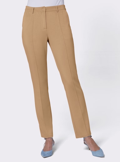 CREATION L PREMIUM Stretch-Hose mit abgesteppter Biese vorne - camel