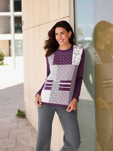 Jacquardpullover - traube-violett-gemustert