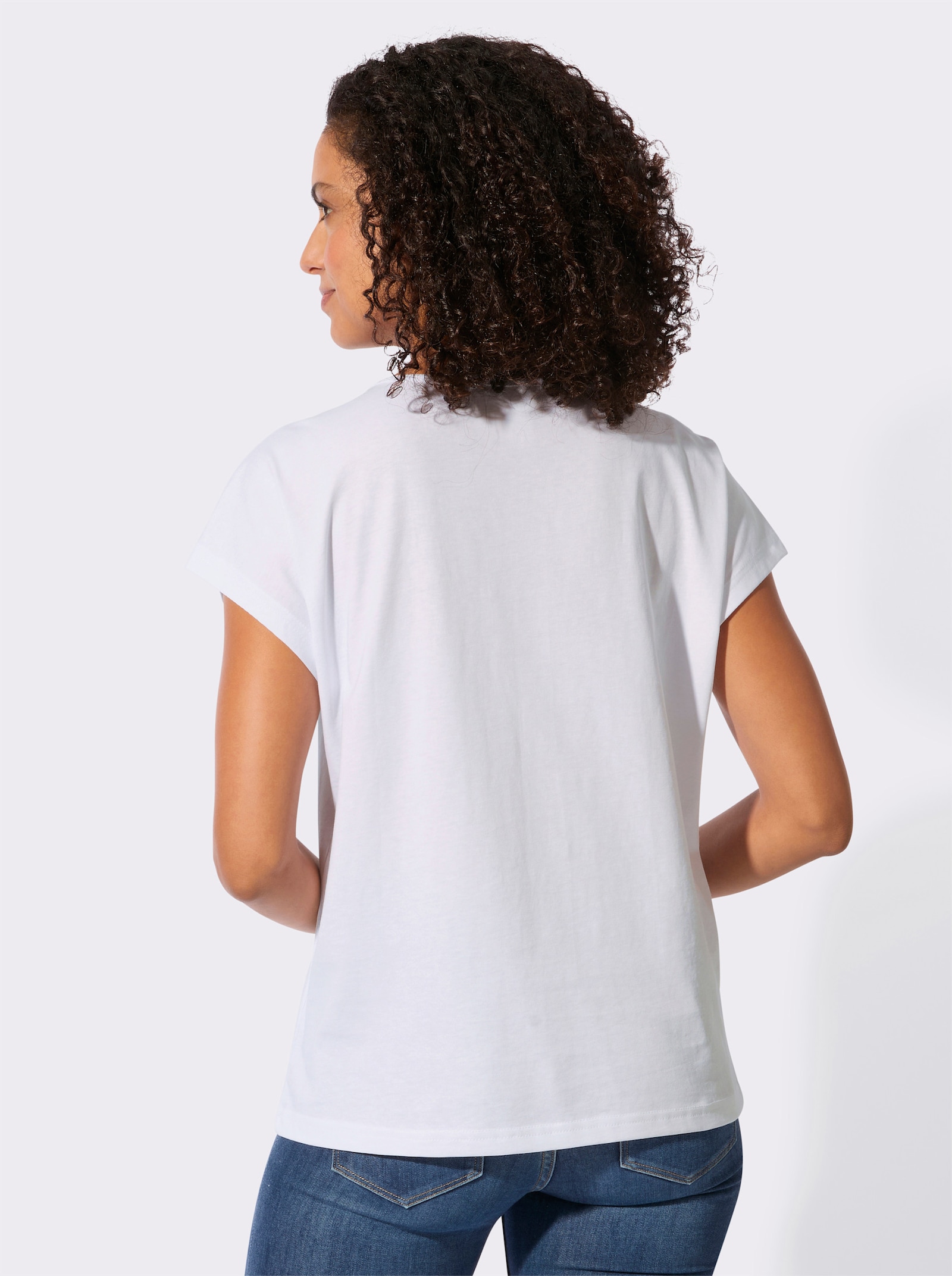 Rundhalsshirt mit platziertem Druckmuster - weiß