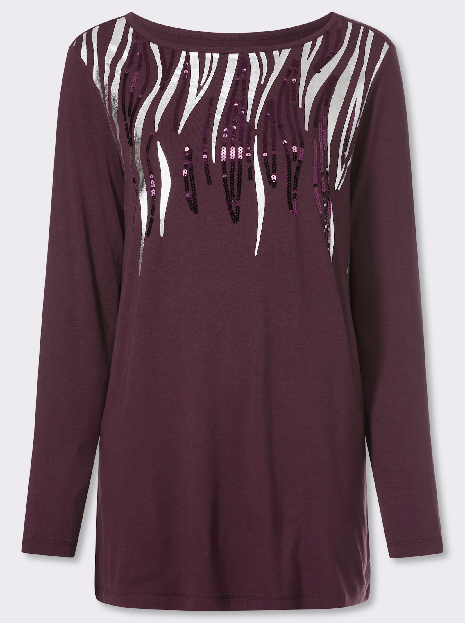 Longshirt mit Pailletten - burgund