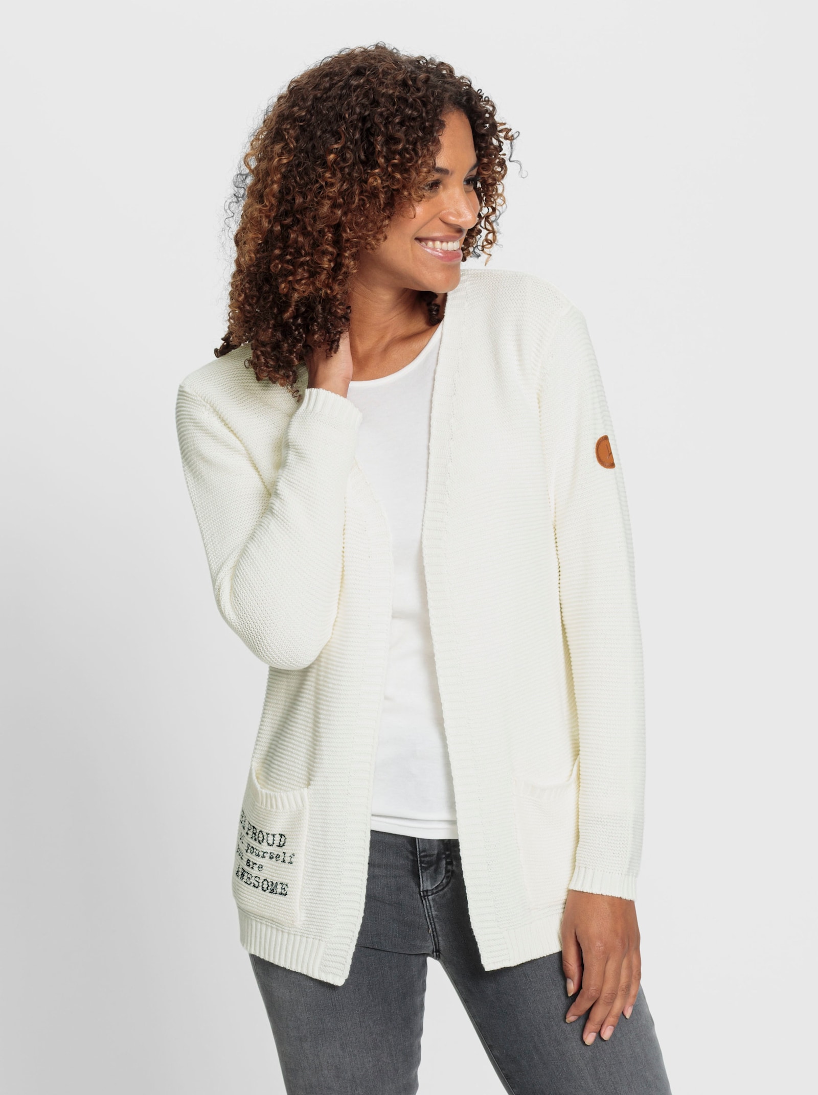 Strickjacke in Melange-Optik - weiß