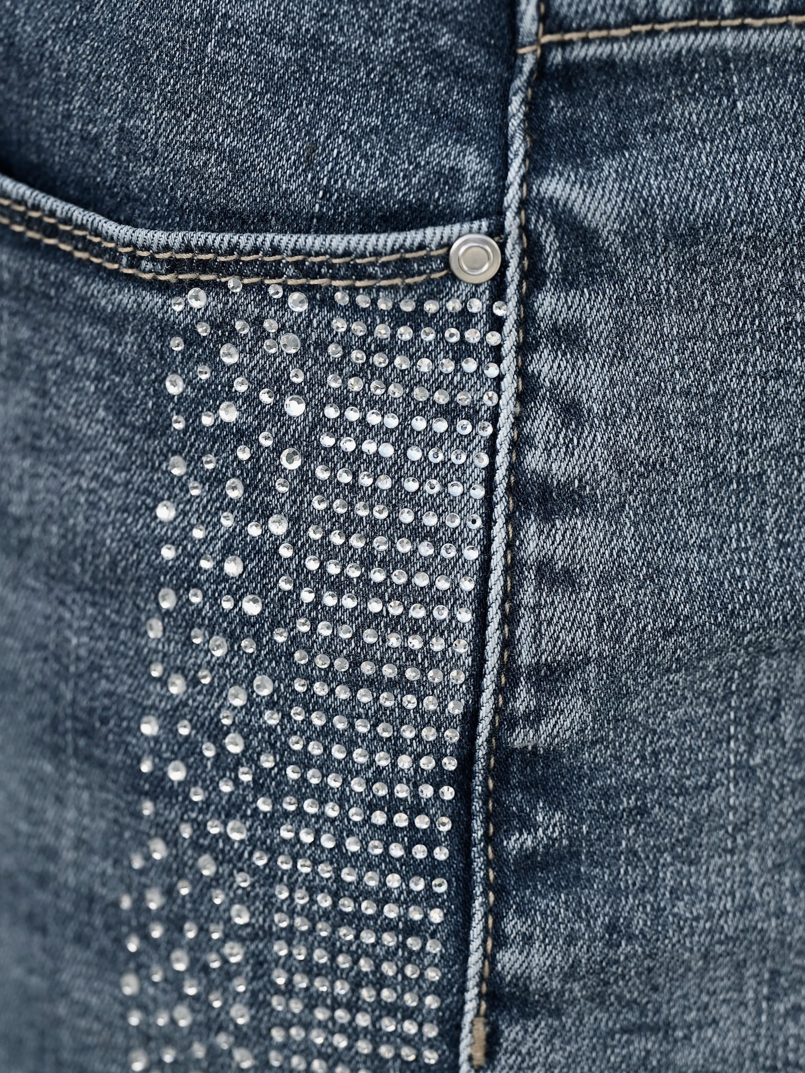 heine 5-pocketjeans met glittersteentjes - blue-stonewashed