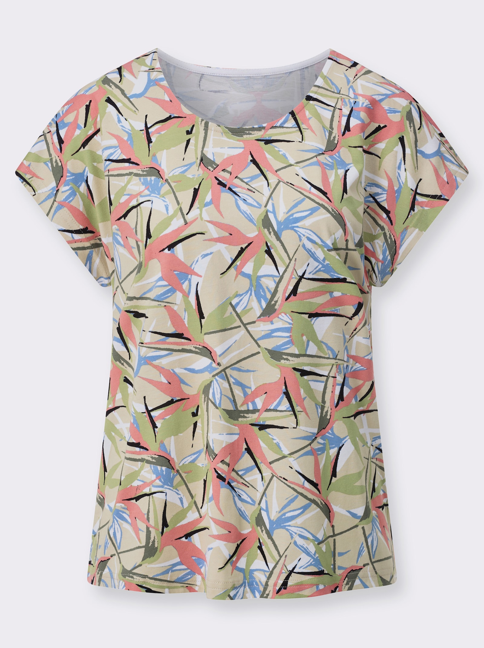 Print-Shirt im Baumwoll-Modal-Mix - sand-khaki-bedruckt