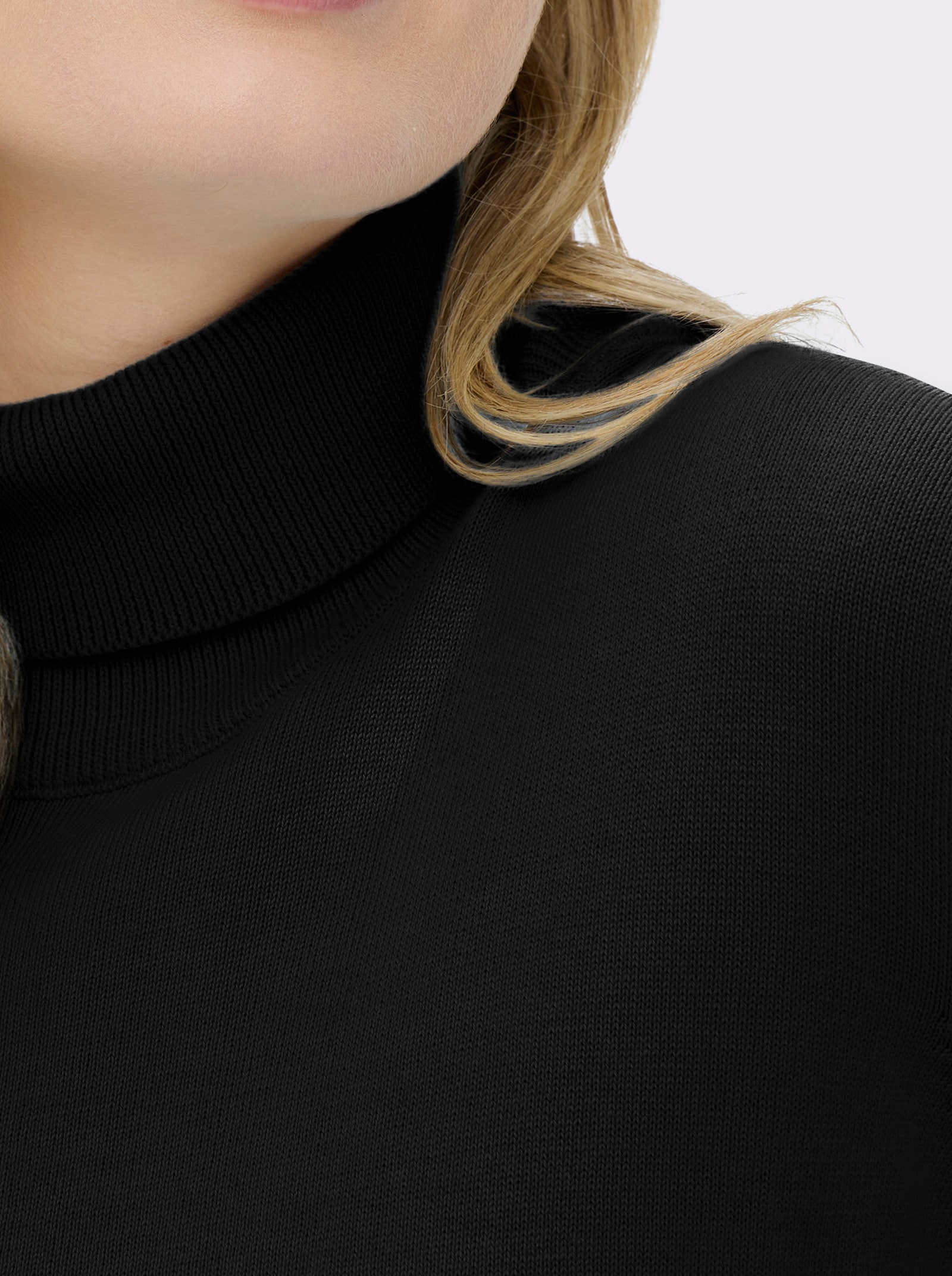 Rollkragenpullover aus reiner Baumwolle - schwarz