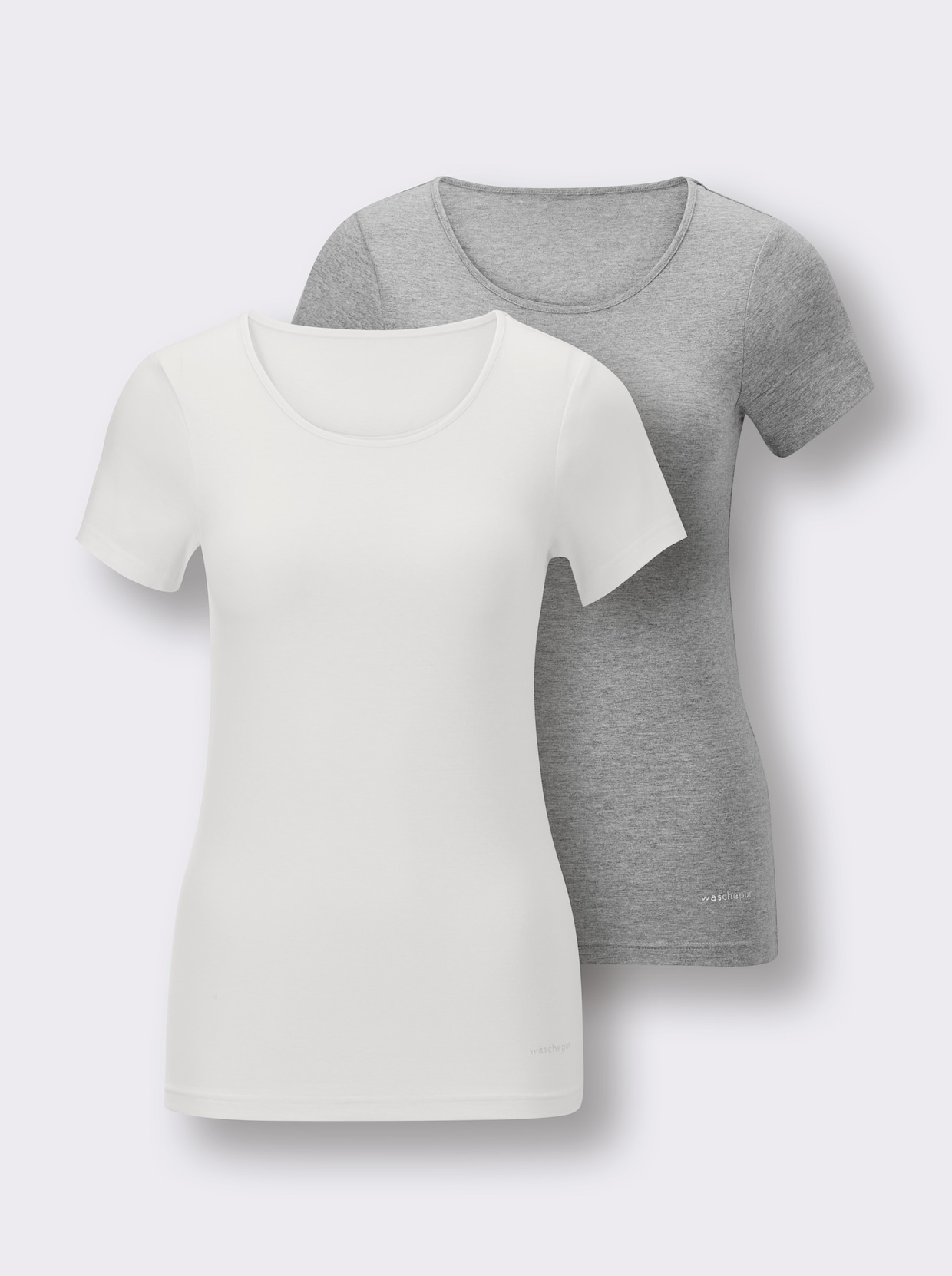 wäschepur shirt - wit + grijs gemêleerd