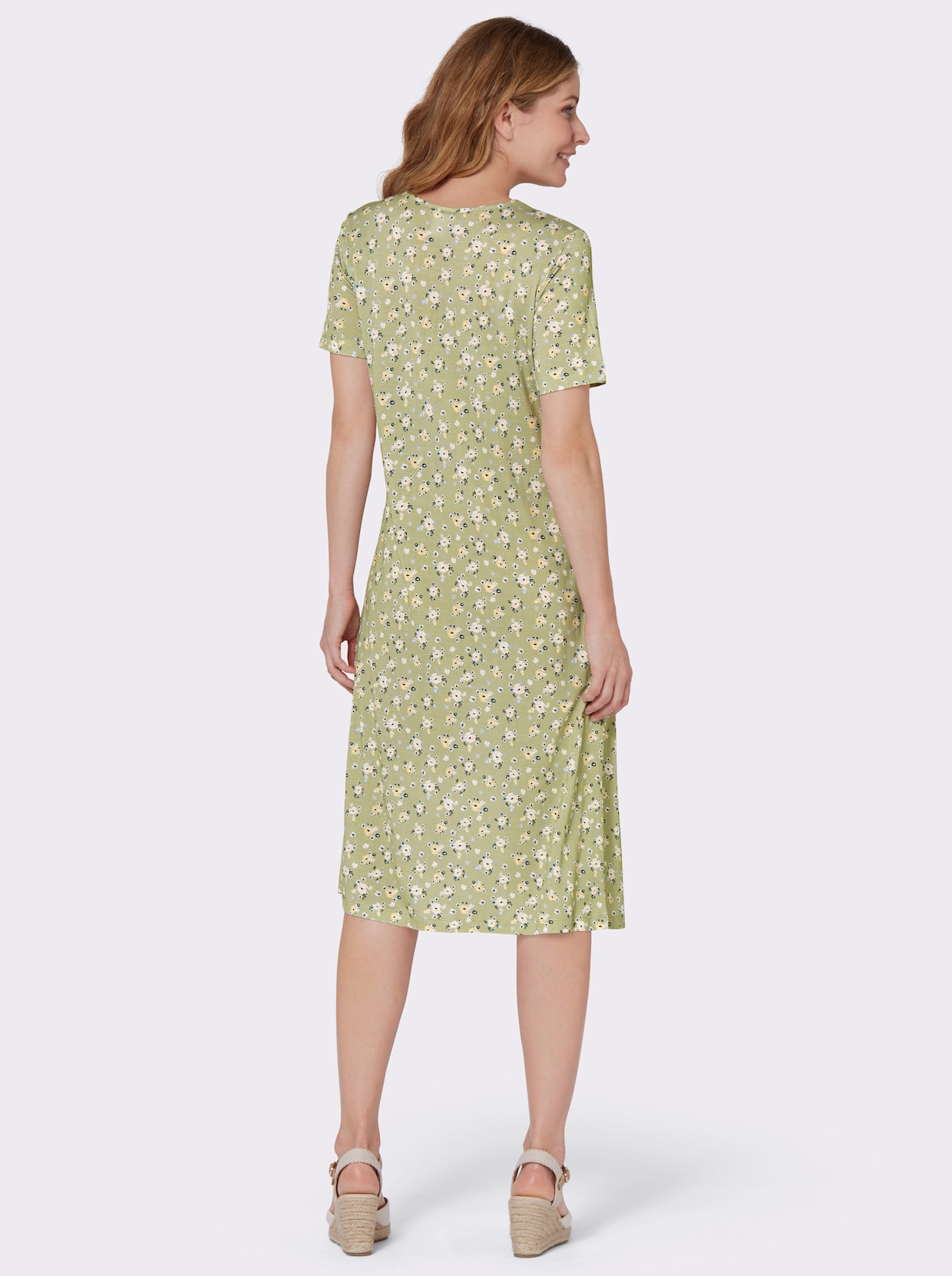 Jerseykleid - lindgrün-zitrone-bedruckt