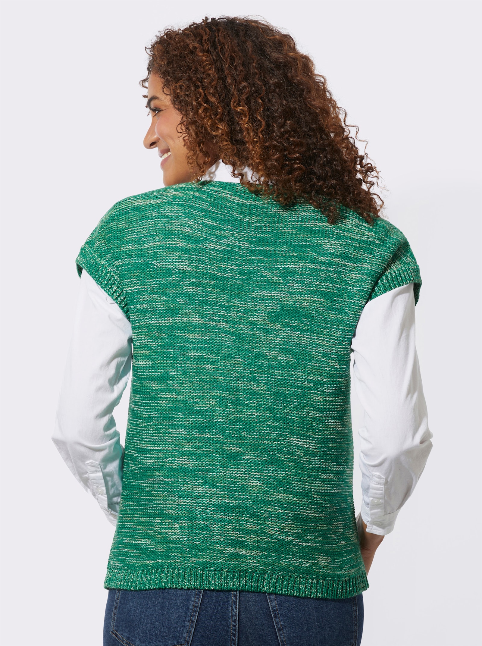 Slip-over in gemêleerde look - groen gemêleerd