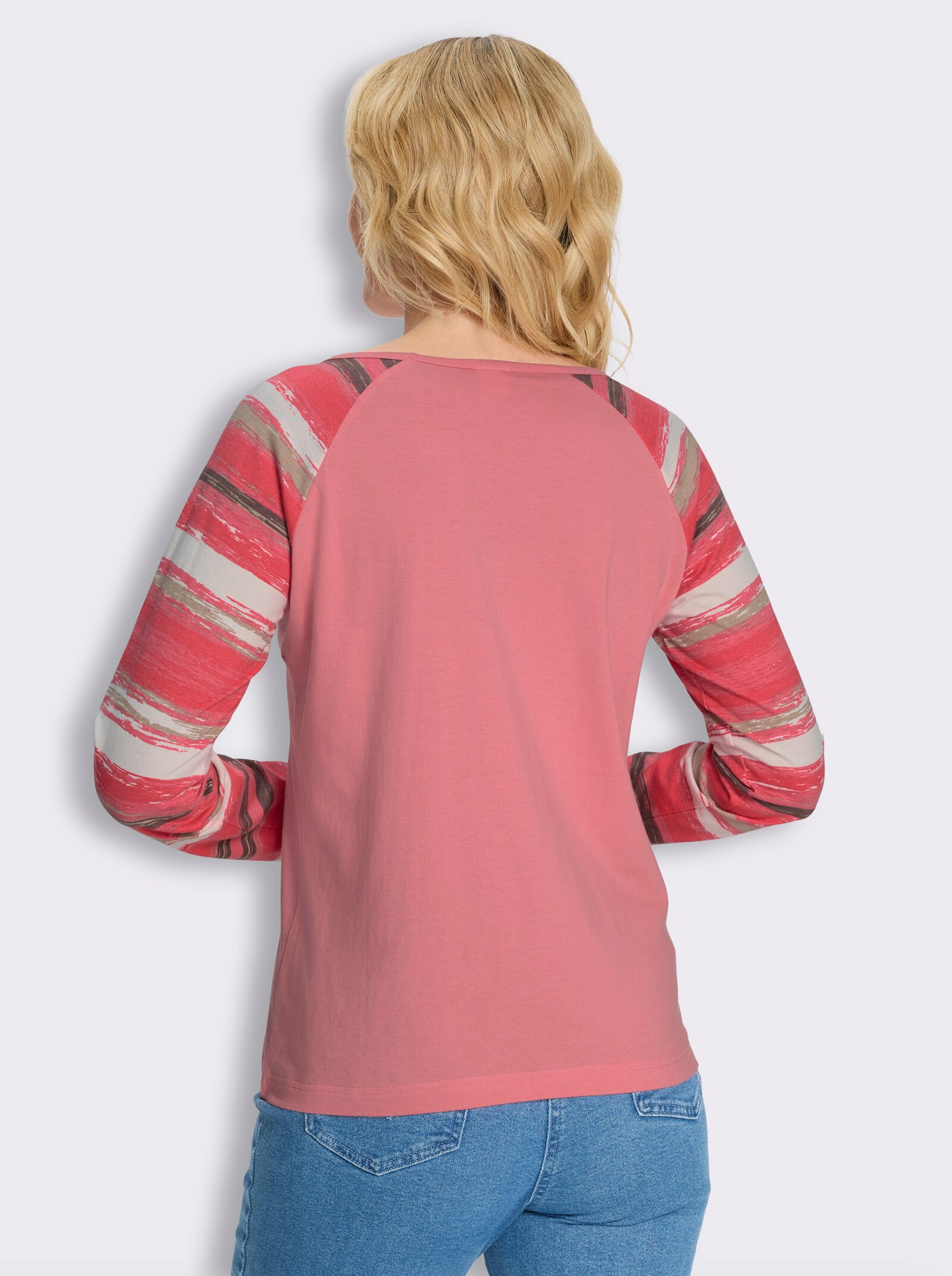 Langarmshirt mit Raglan-Ärmeln - flamingo-bedruckt