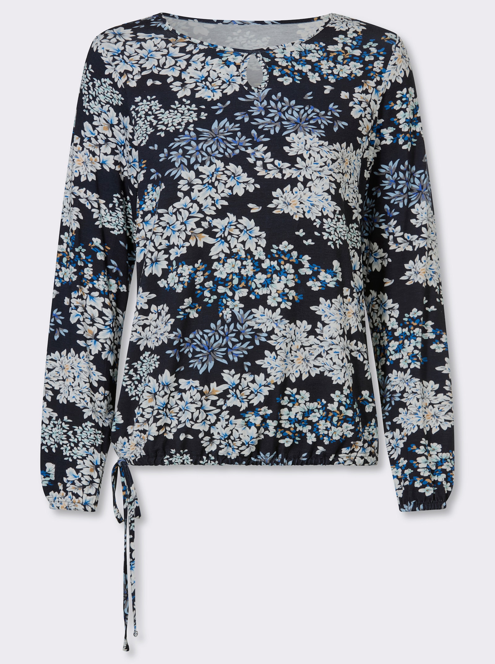 Print-Shirt - marine-ecru-bedruckt