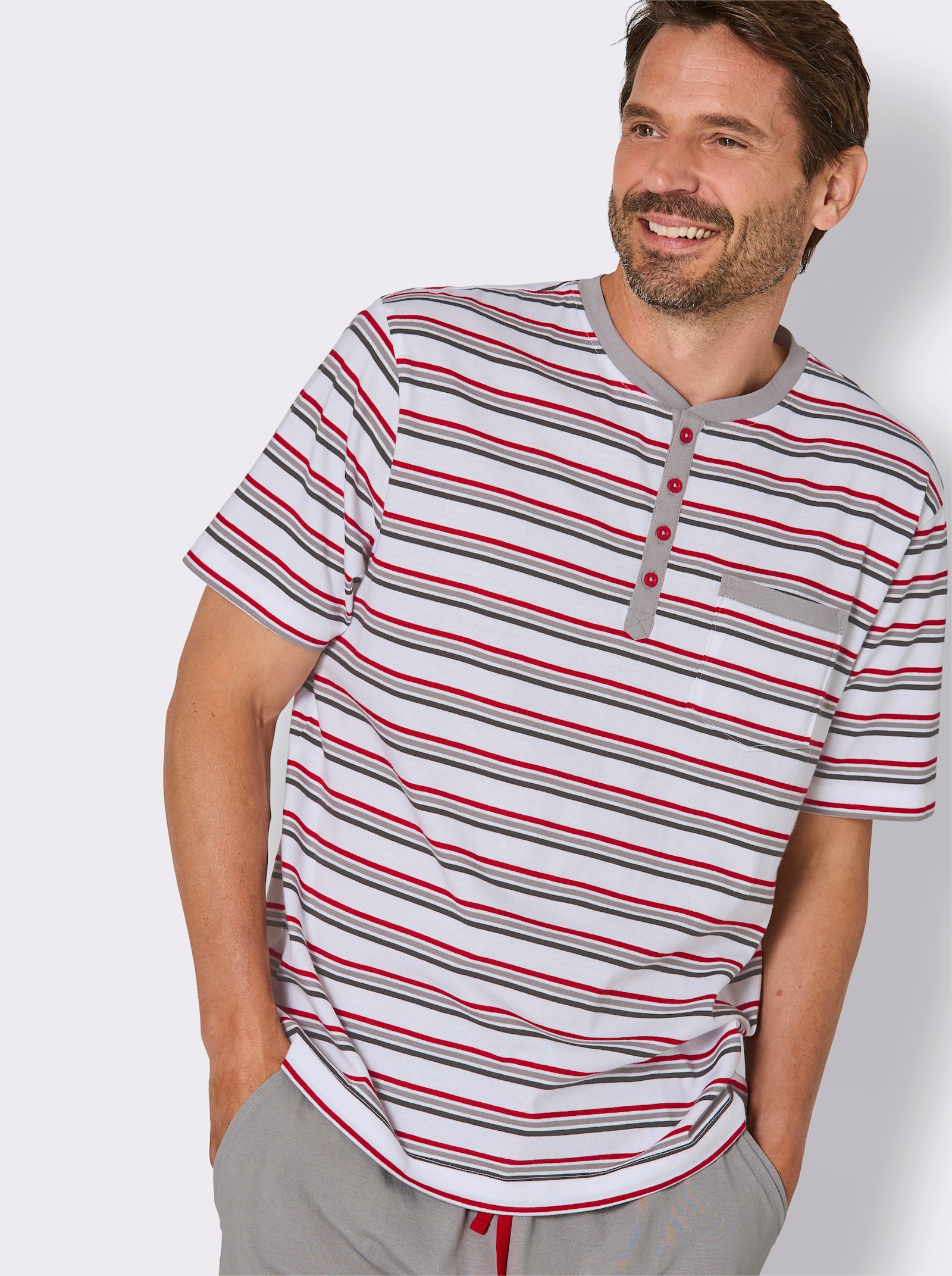 wäschepur men Shorty - grau-weiß