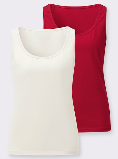 Shirttop - rot + ecru