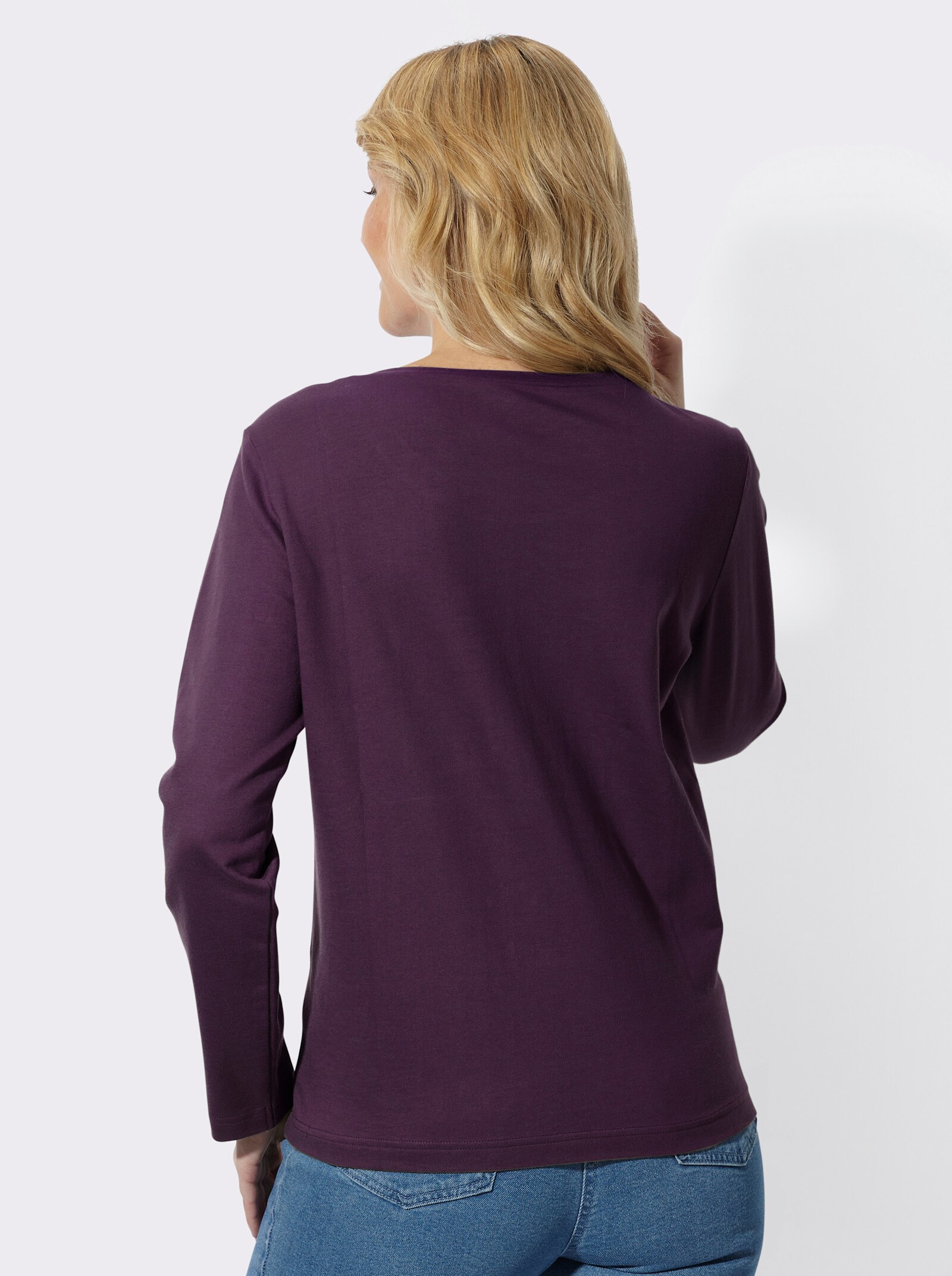 Sweatshirt mit platziertem Schriftzug - aubergine-violett