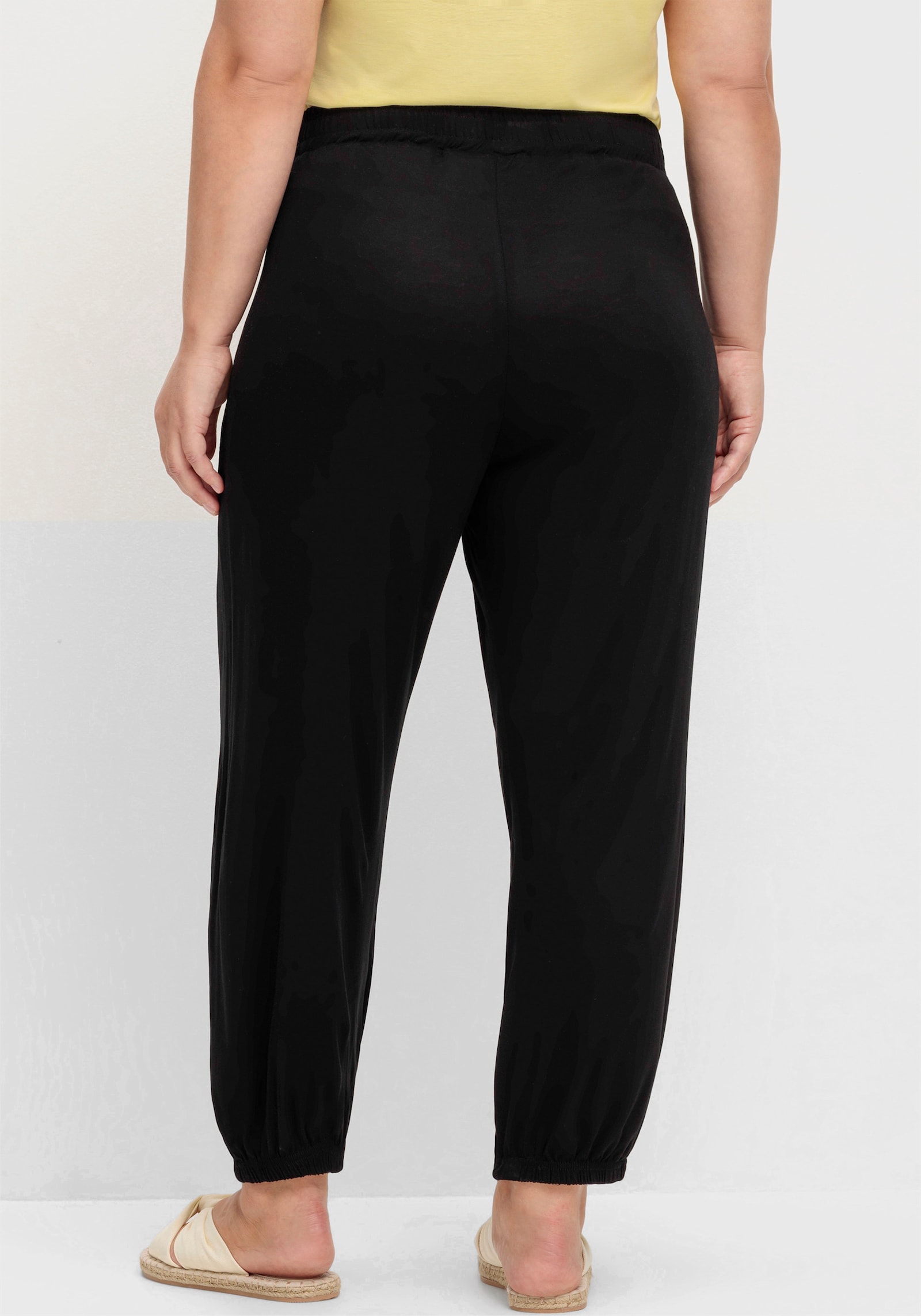 Jerseyhose mit elastischen Bündchen, Viskose - schwarz