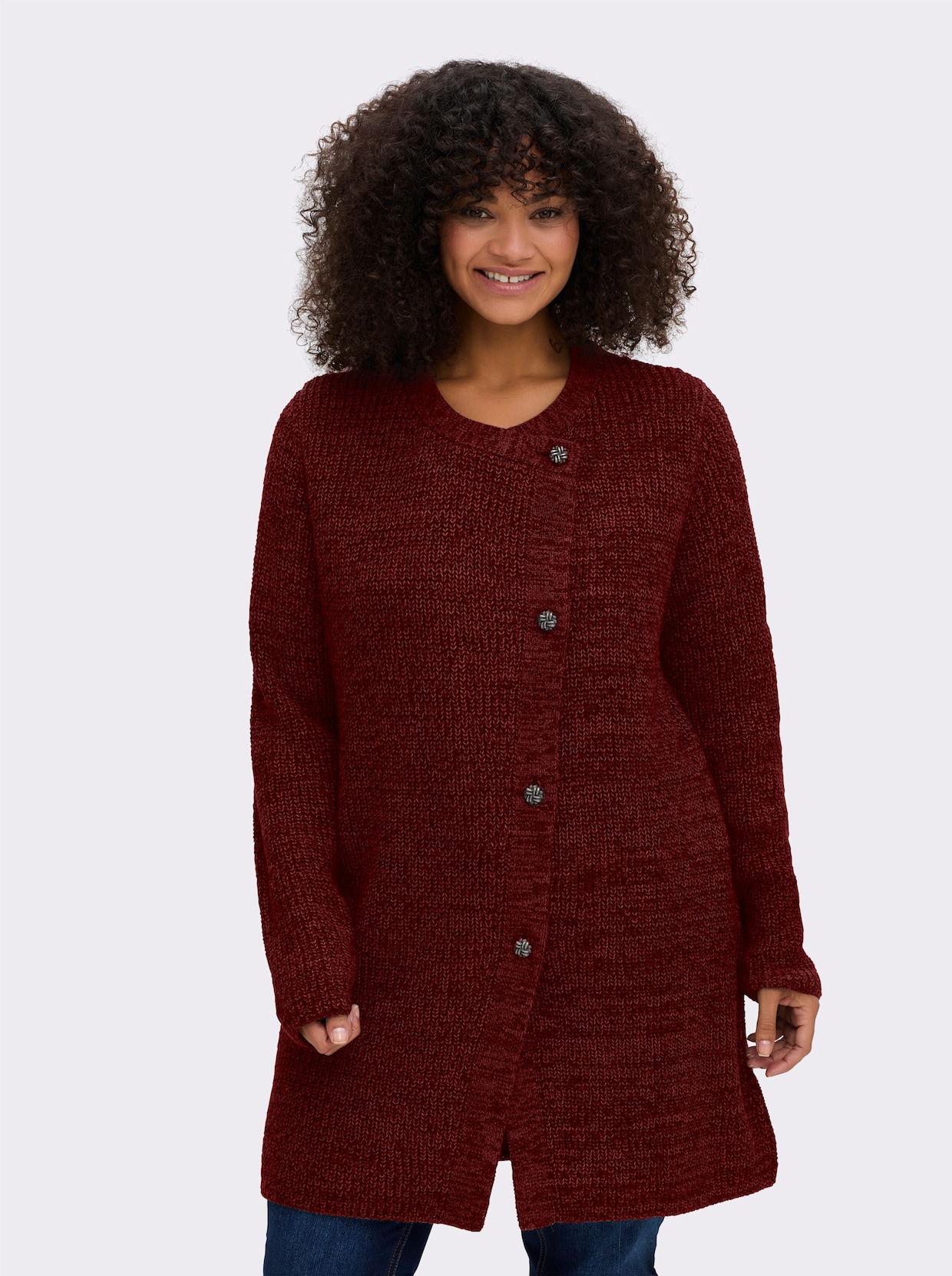 sheego Strickjacke - bordeaux-meliert