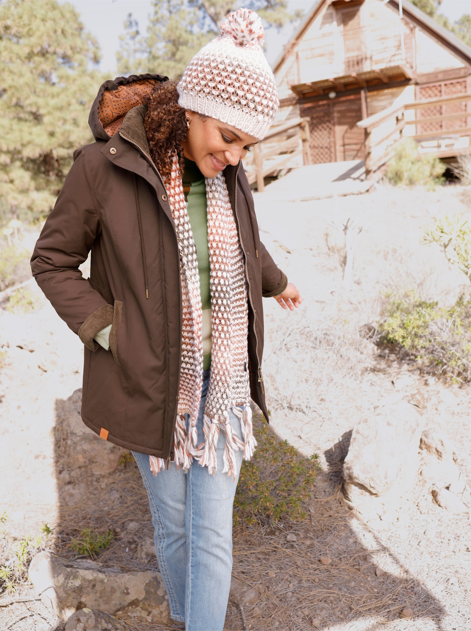 Canvasjacke mit Stehkragen - schoko