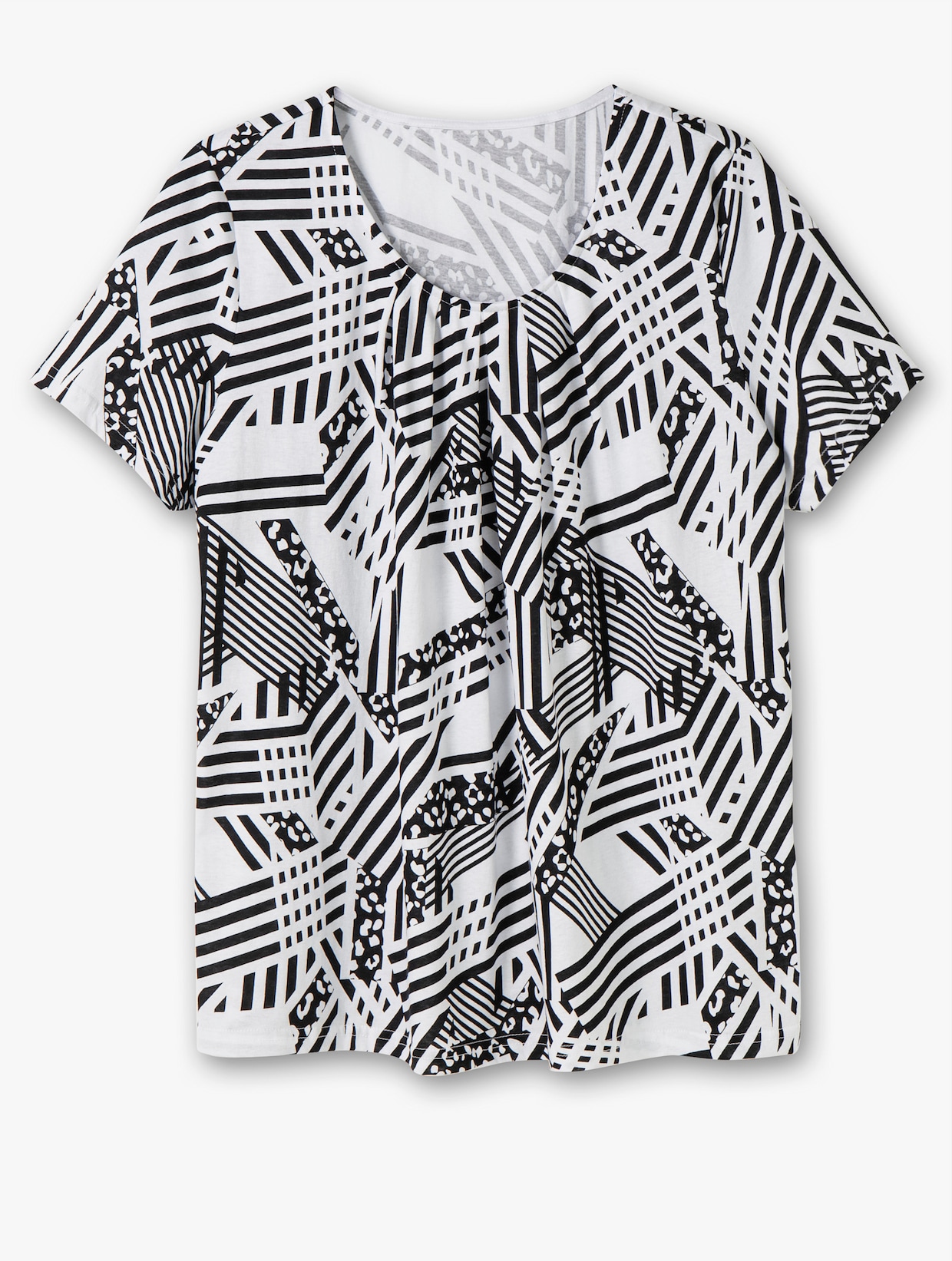 Longshirt - weiß-gemustert