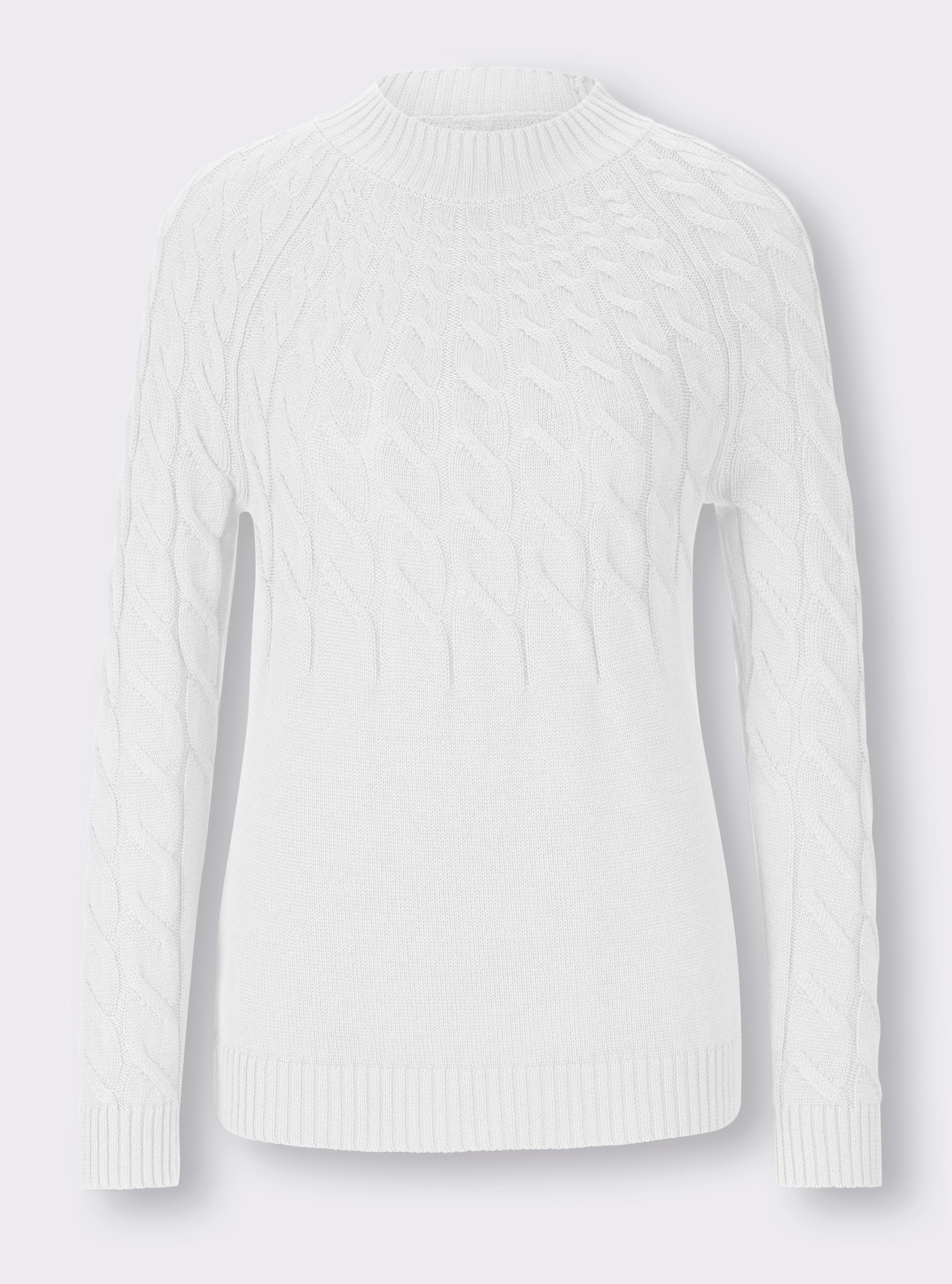heine Pullover met opstaande kraag en kabelpatroon - ecru