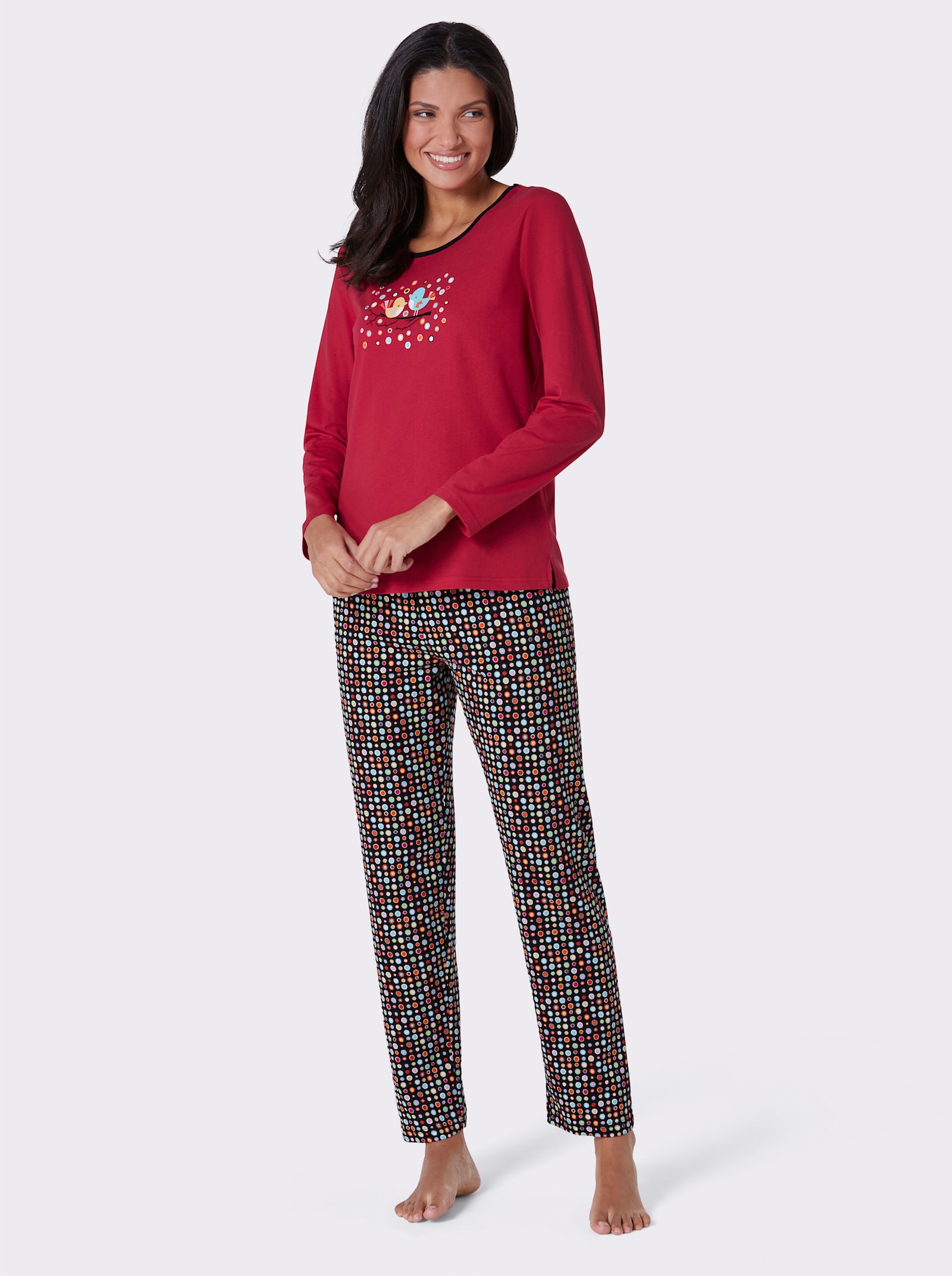 wäschepur Schlafanzug - erdbeere-schwarz-bedruckt