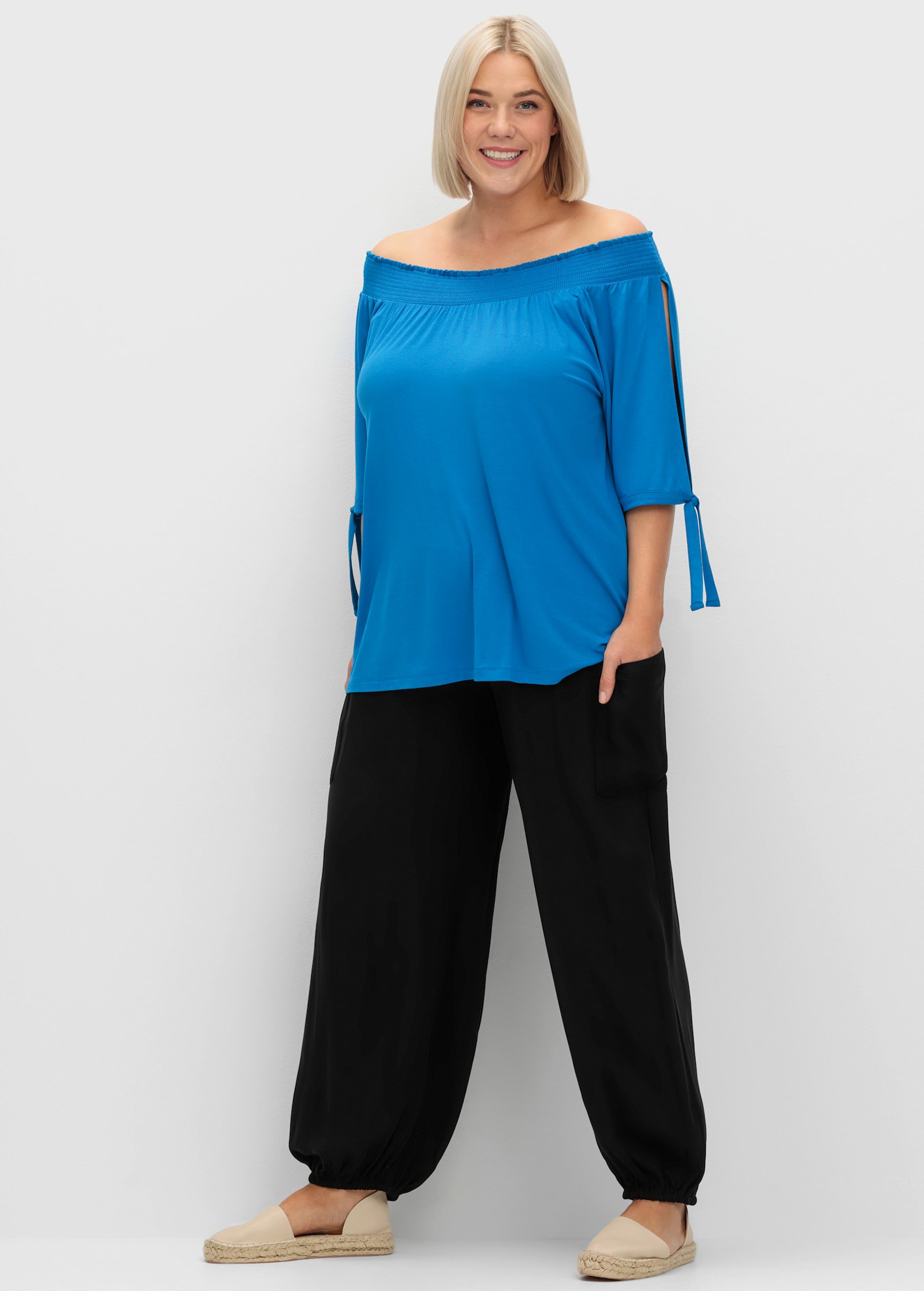 sheego Comfortbroek in wijd model - zwart