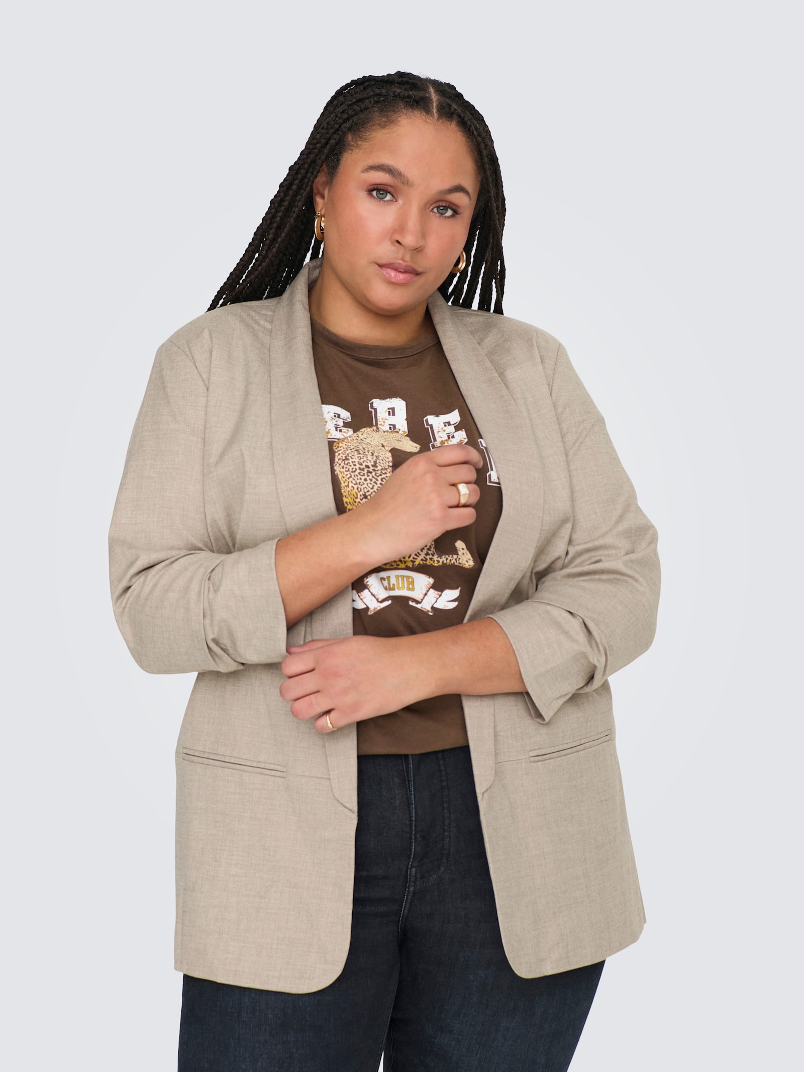 ONLY CARMAKOMA Kurzblazer - white pepper detail:melange