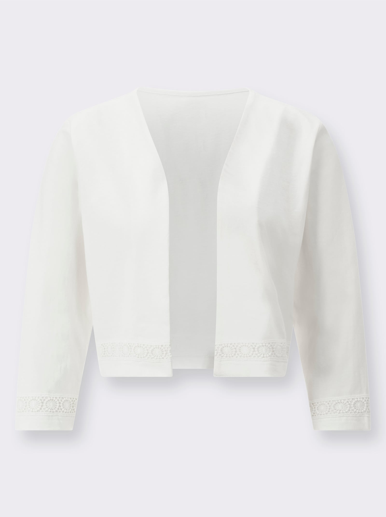 Shirtjacke mit Bordüren-Verzierung - ecru