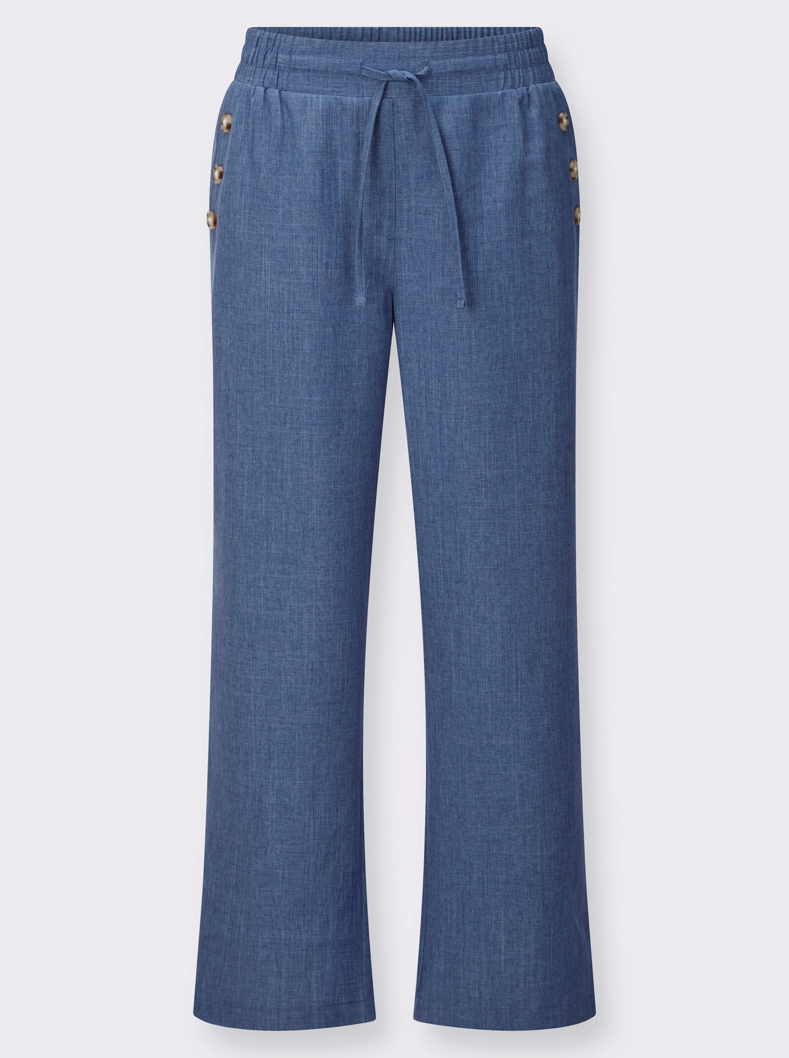 Culotte mit Knöpfen in Holz-Optik - jeansblau