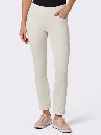 CREATION L PREMIUM Schlupfjeans mit Taschen-Stickerei - champagner