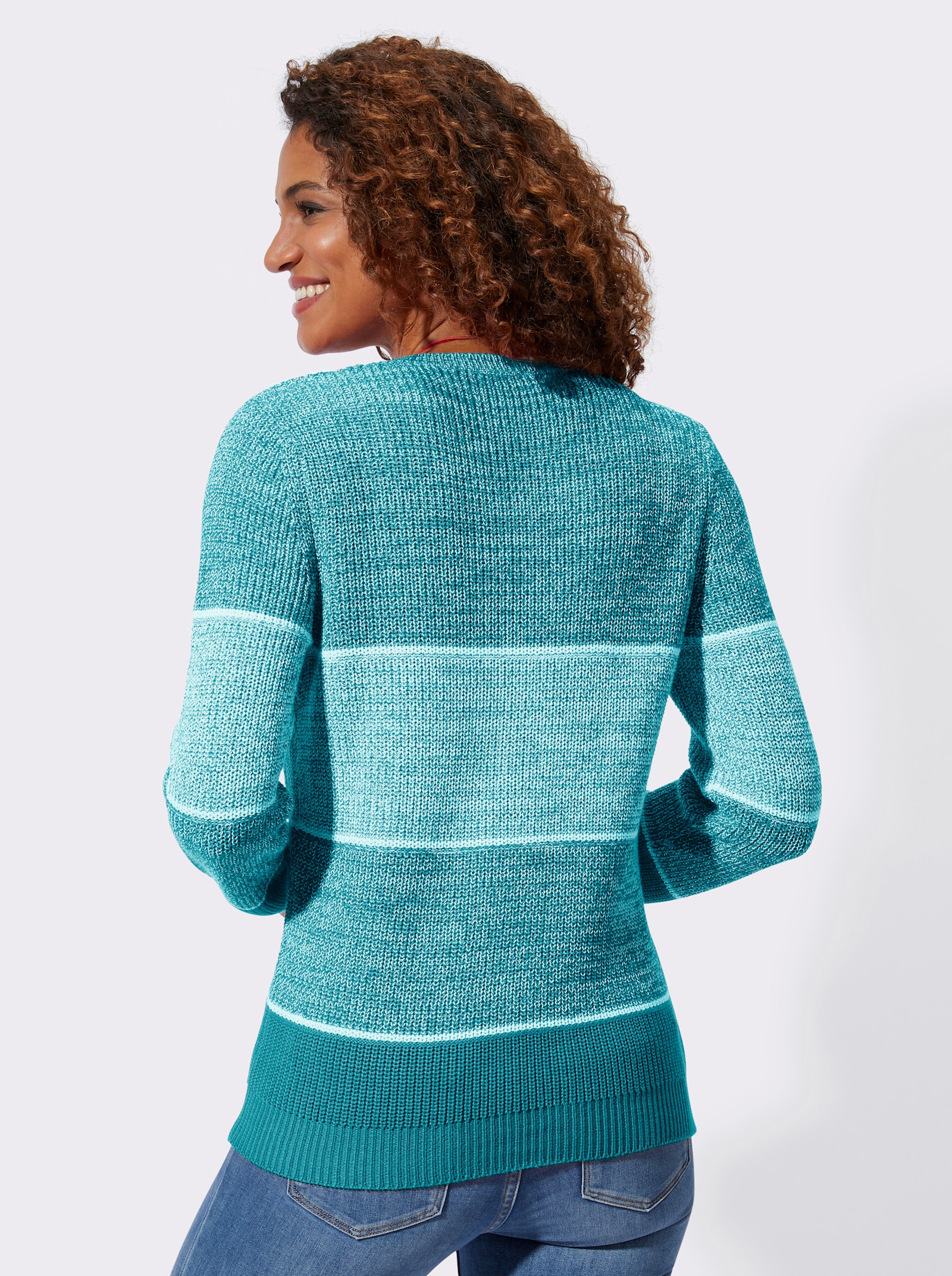 Pullover in Melange-Optik - türkis-weiß-meliert