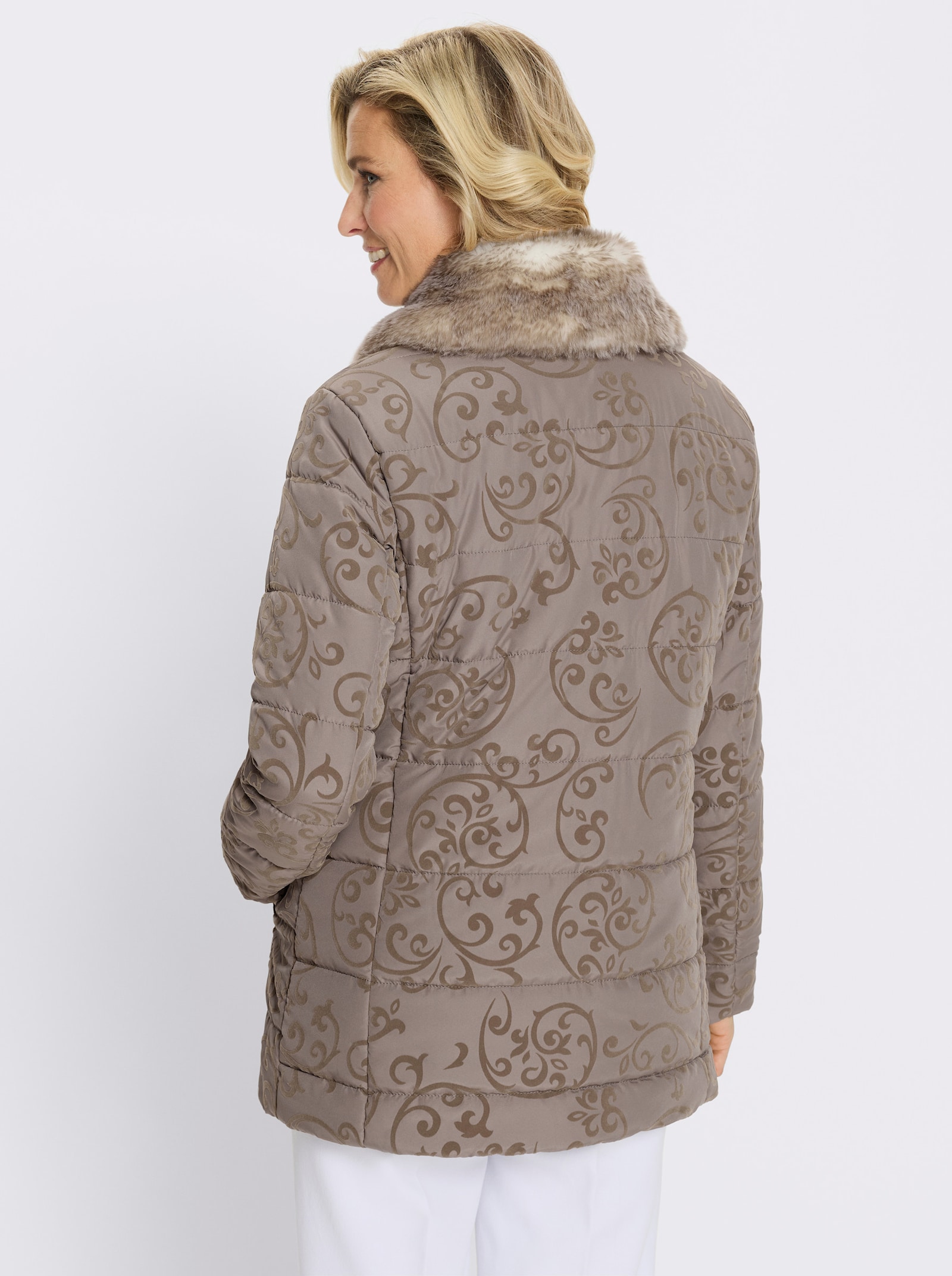 Jacke mit Flock-Print - taupe